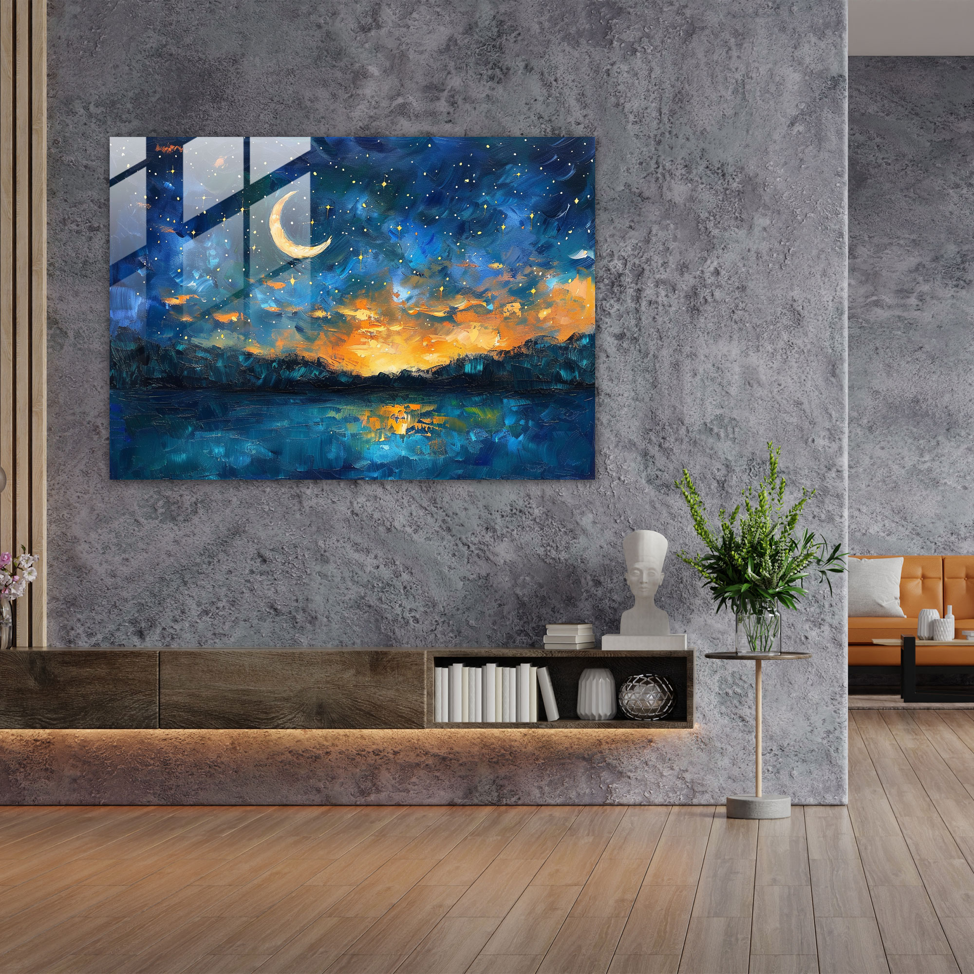 Leonid Afremov Home Decoration - Mystical Night Sky - Leonid Afremov, Glass Wall Art, Glass Art, Wall Decoration