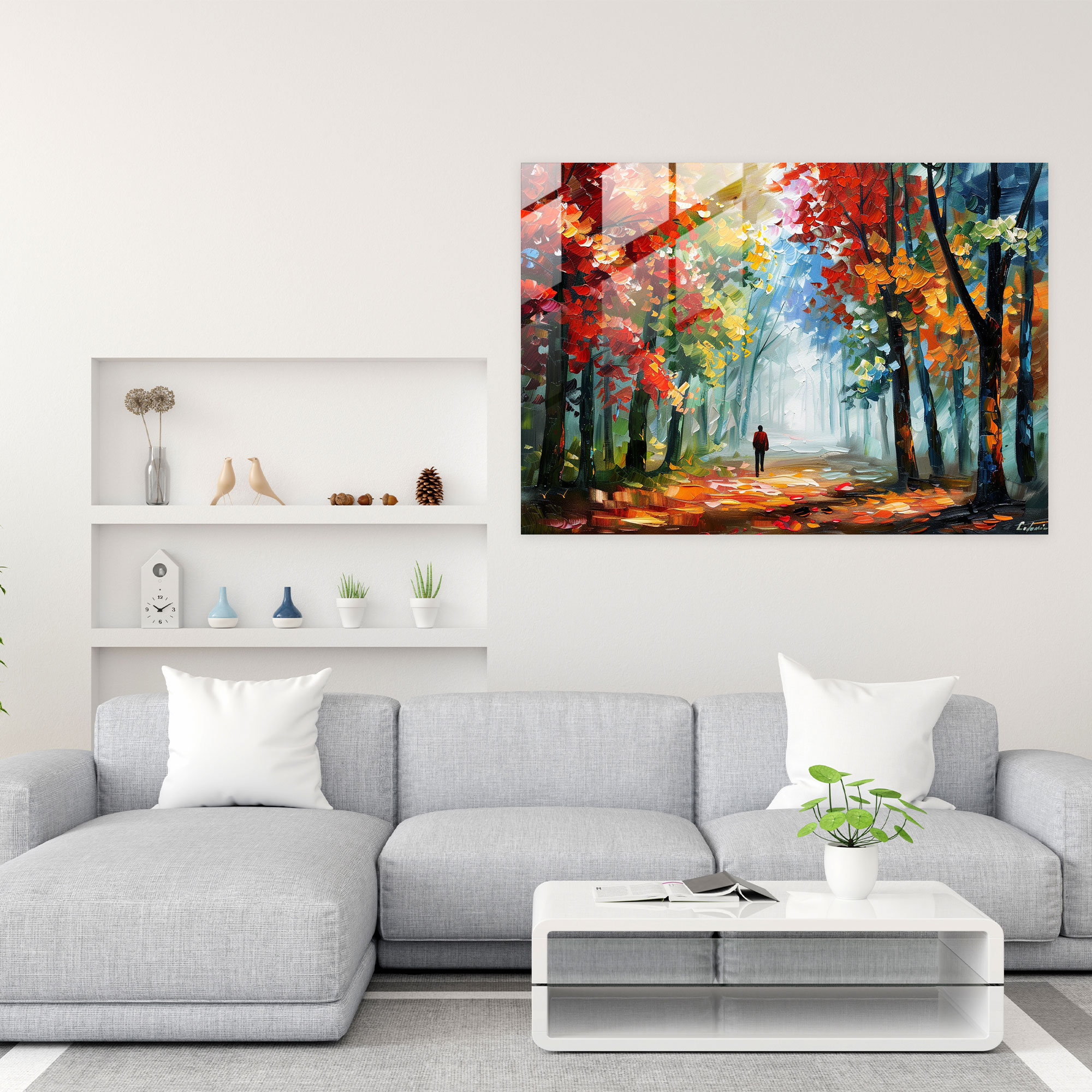Leonid Afremov Glass Print - Autumn Forest - Leonid Afremov, Autumn Forest, Glass Print, Wall Decoration