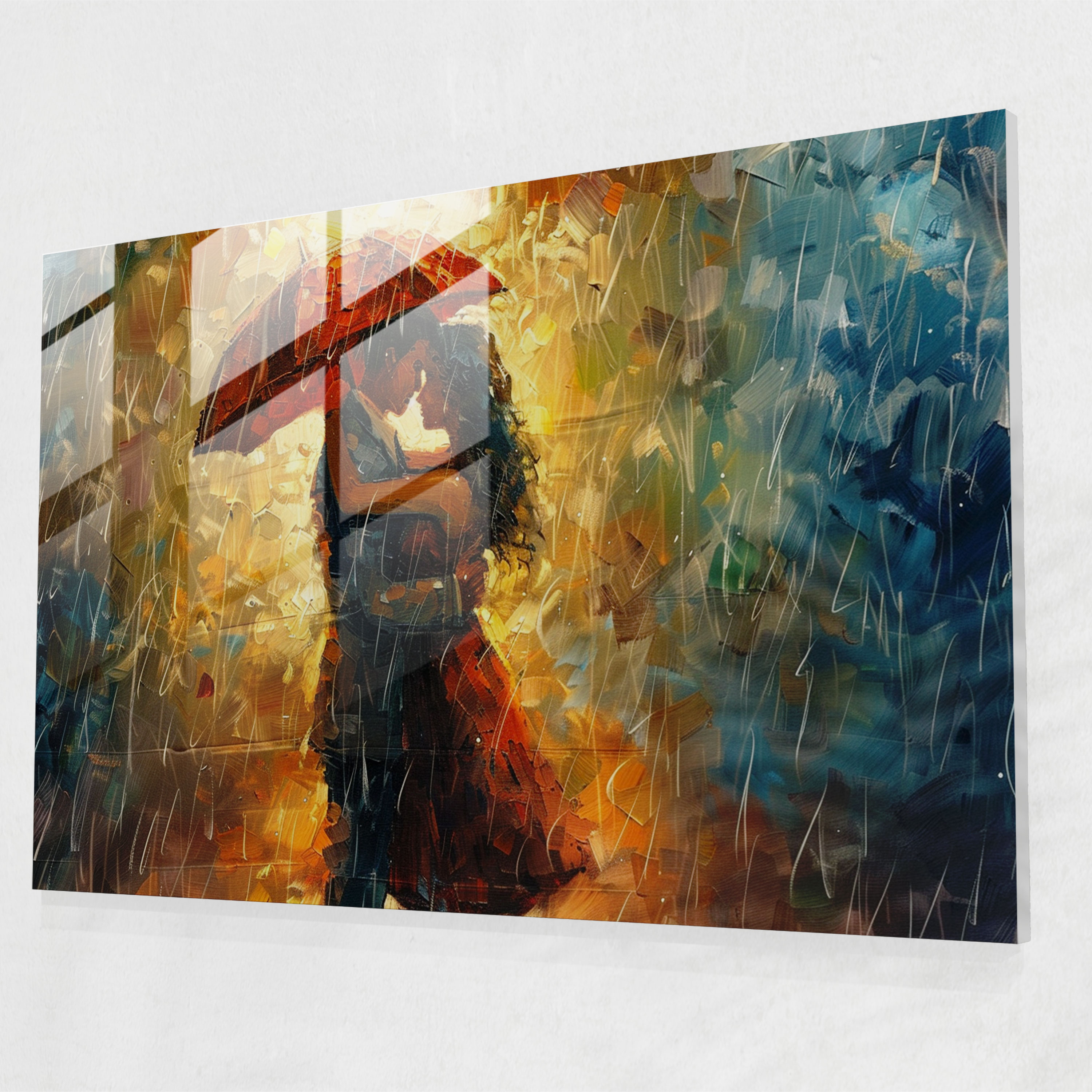 Leonid Afremov Glass Print - Dancing In The Rain - Leonid Afremov, Glass Wall Art, Home Decoration, Wall Decoration