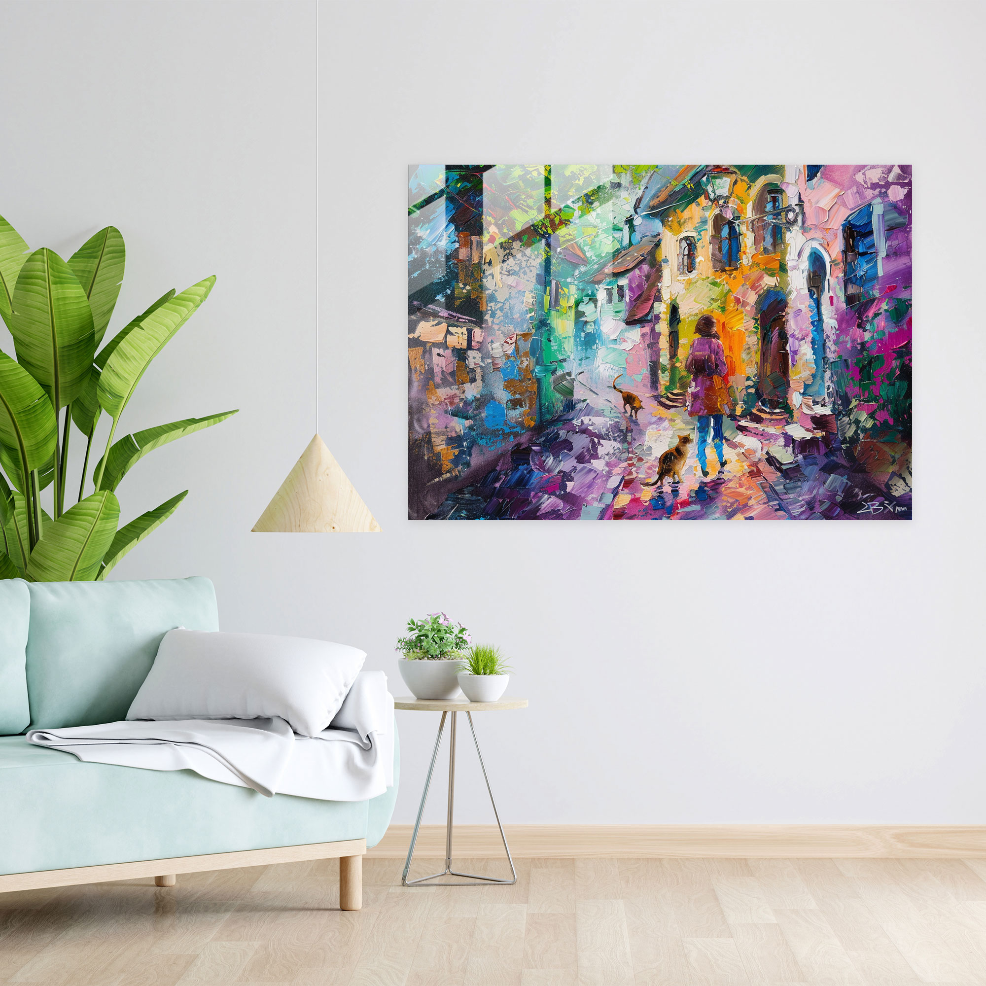 Leonid Afremov Glass Print - Whimsical Cats - Leonid Afremov, Modern Art, Glass Print, Glass Art