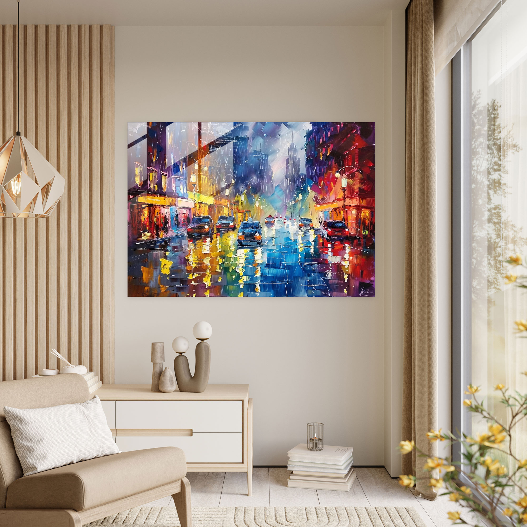 Leonid Afremov Glass Print - Colorful Cityscape Glass Wall Art - Leonid Afremov, Wall Decoration, Glass Print, Glass Art