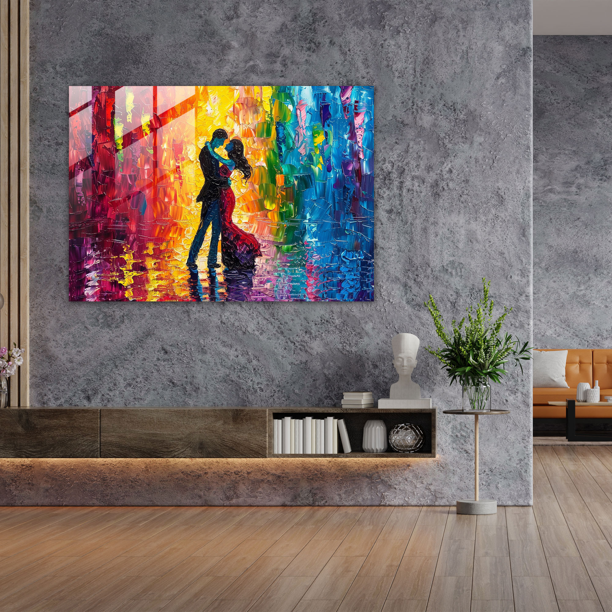 Leonid Afremov Glass Print - Romantic Couple Glass Wall Art - Leonid Afremov, Home Decoration, Leonid Afremov, Glass Art