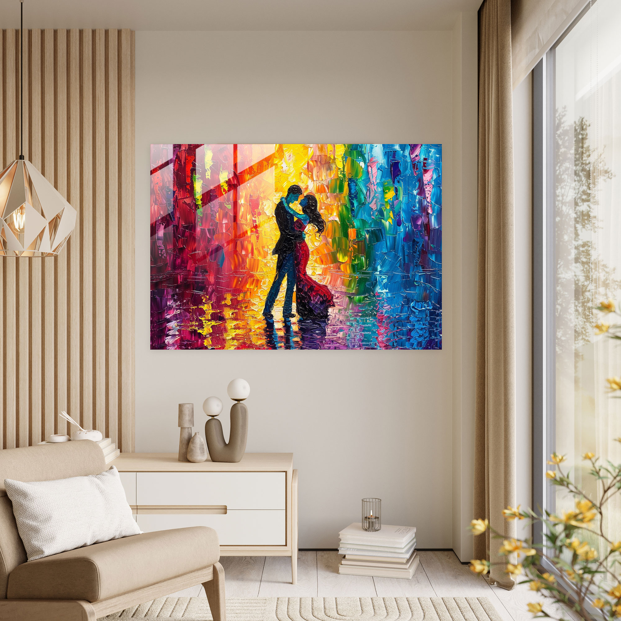 Leonid Afremov Glass Print - Romantic Couple Glass Wall Art - Leonid Afremov, Home Decoration, Leonid Afremov, Glass Art