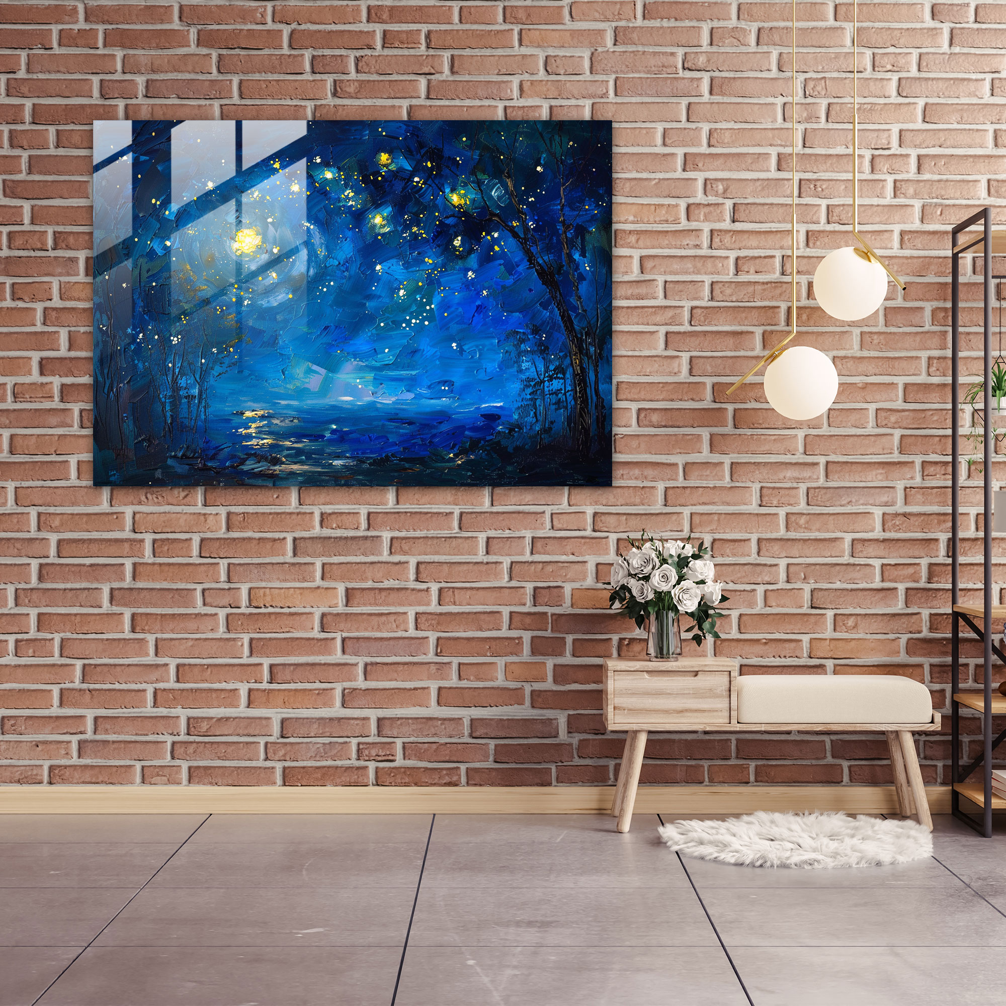 Leonid Afremov Glass Print - Enchanting Night Sky Glass Wall Art - Leonid Afremov, Modern Art, Glass Wall Art, Leonid Afremov