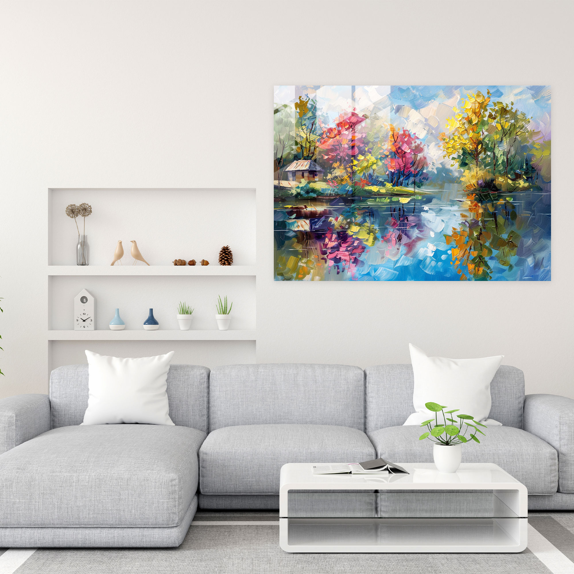 Leonid Afremov Glass Print - Peaceful Lakeside Glass Wall Art - Leonid Afremov, Glass Print, Wall Decoration, Leonid Afremov