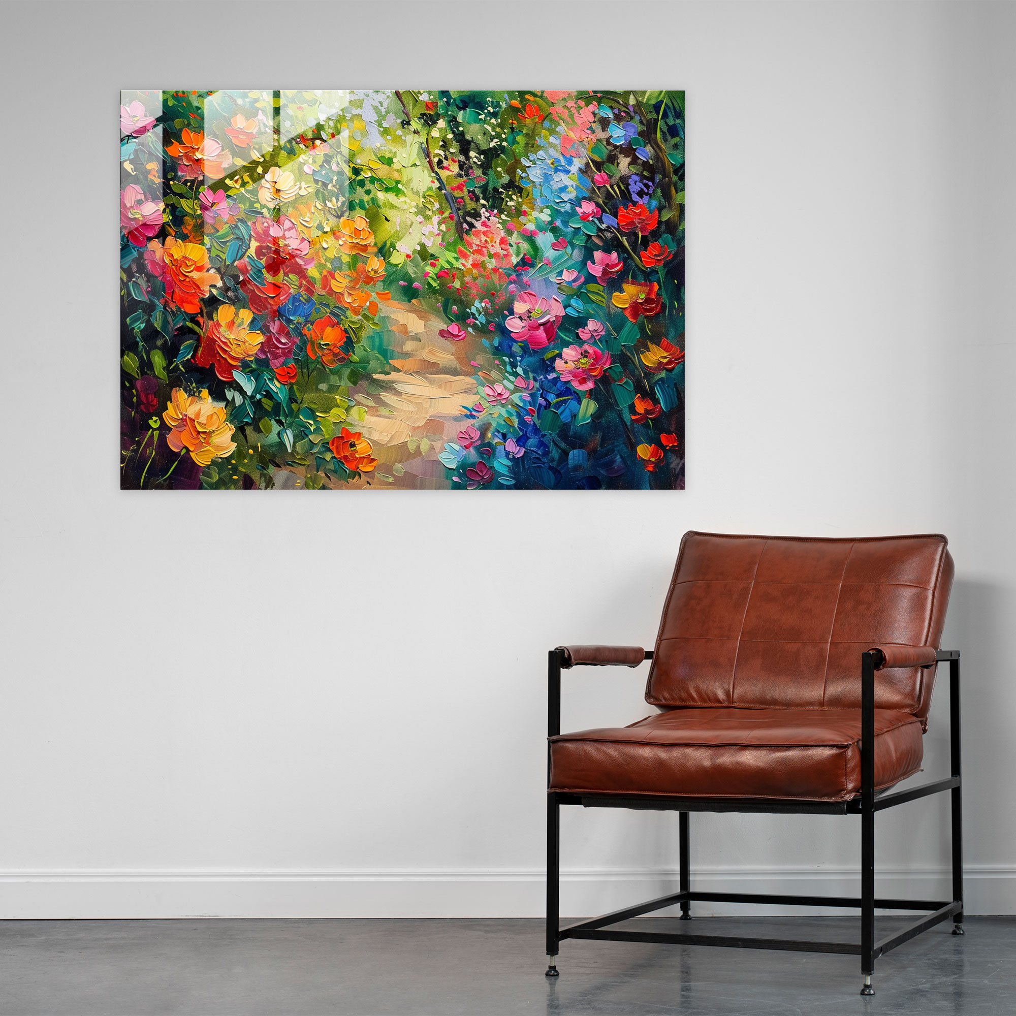 Leonid Afremov Glass Print - Vibrant Floral Garden Glass Wall Art - Leonid Afremov, Glass Wall Art, Home Decoration, Leonid Afremov