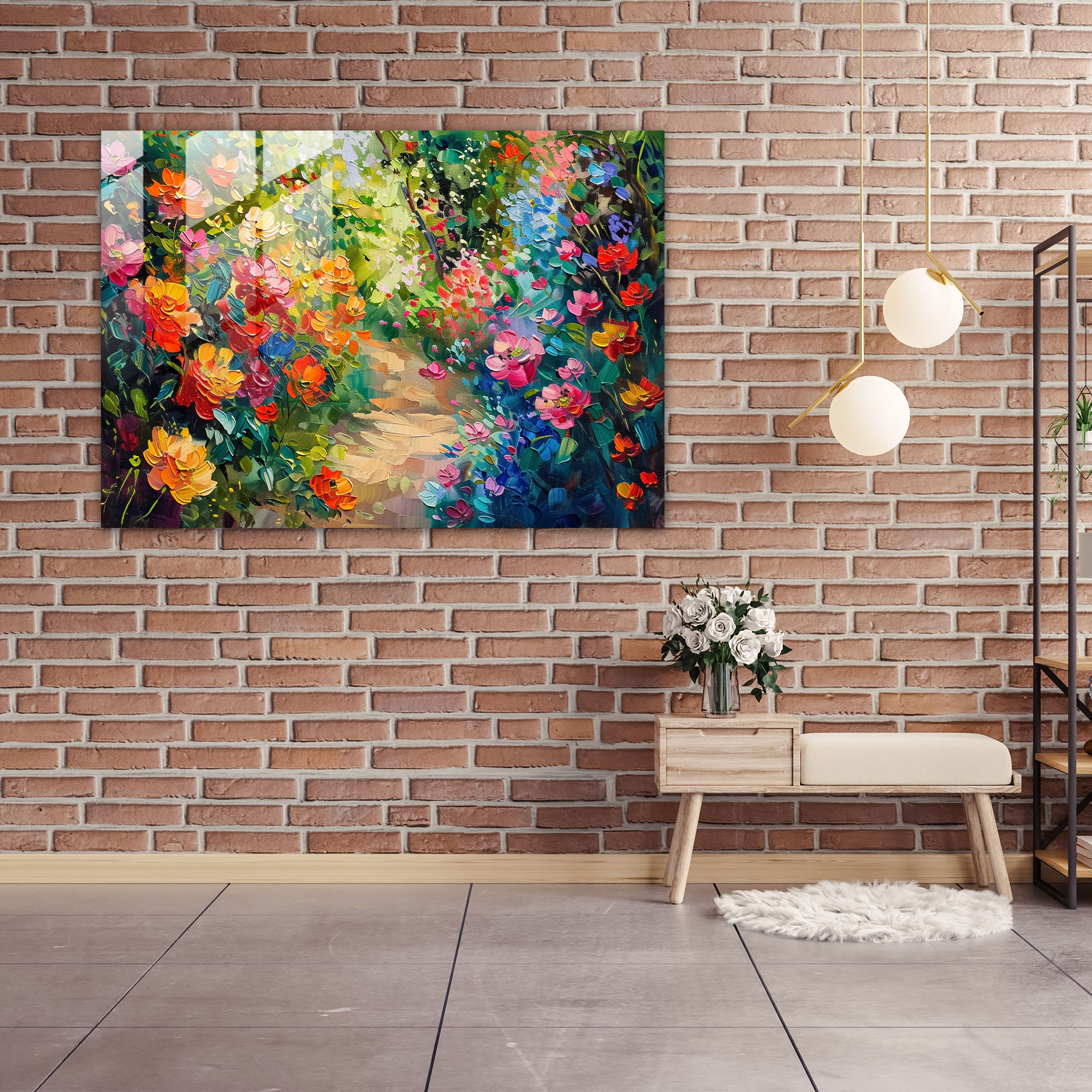Leonid Afremov Glass Print - Vibrant Floral Garden Glass Wall Art - Leonid Afremov, Glass Wall Art, Home Decoration, Leonid Afremov