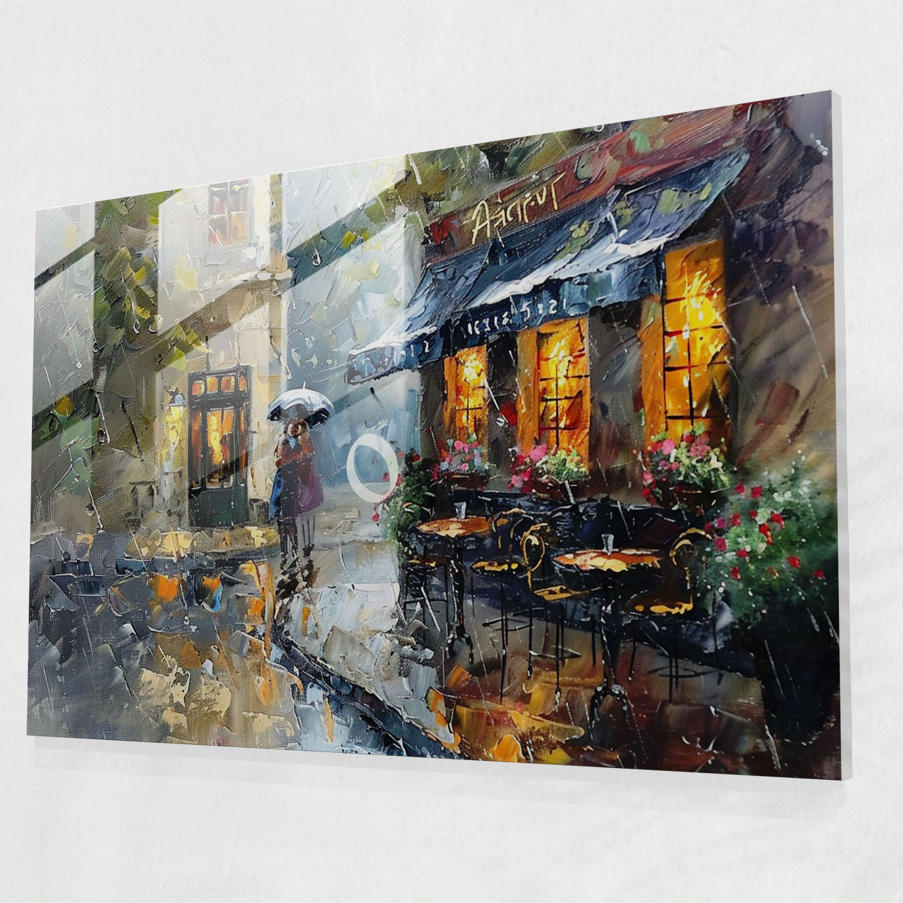Leonid Afremov Glass Print - Cozy Cafe Glass Wall Art - Leonid Afremov, Glass Print, Wall Decoration, Glass Wall Art