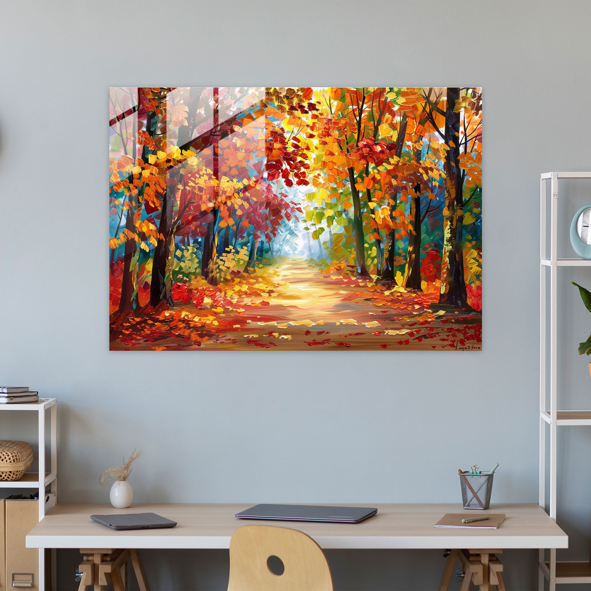 Leonid Afremov Glass Art - Autumn Forest Glass Print - Leonid Afremov, Glass Print, Wall Decoration, Glass Art