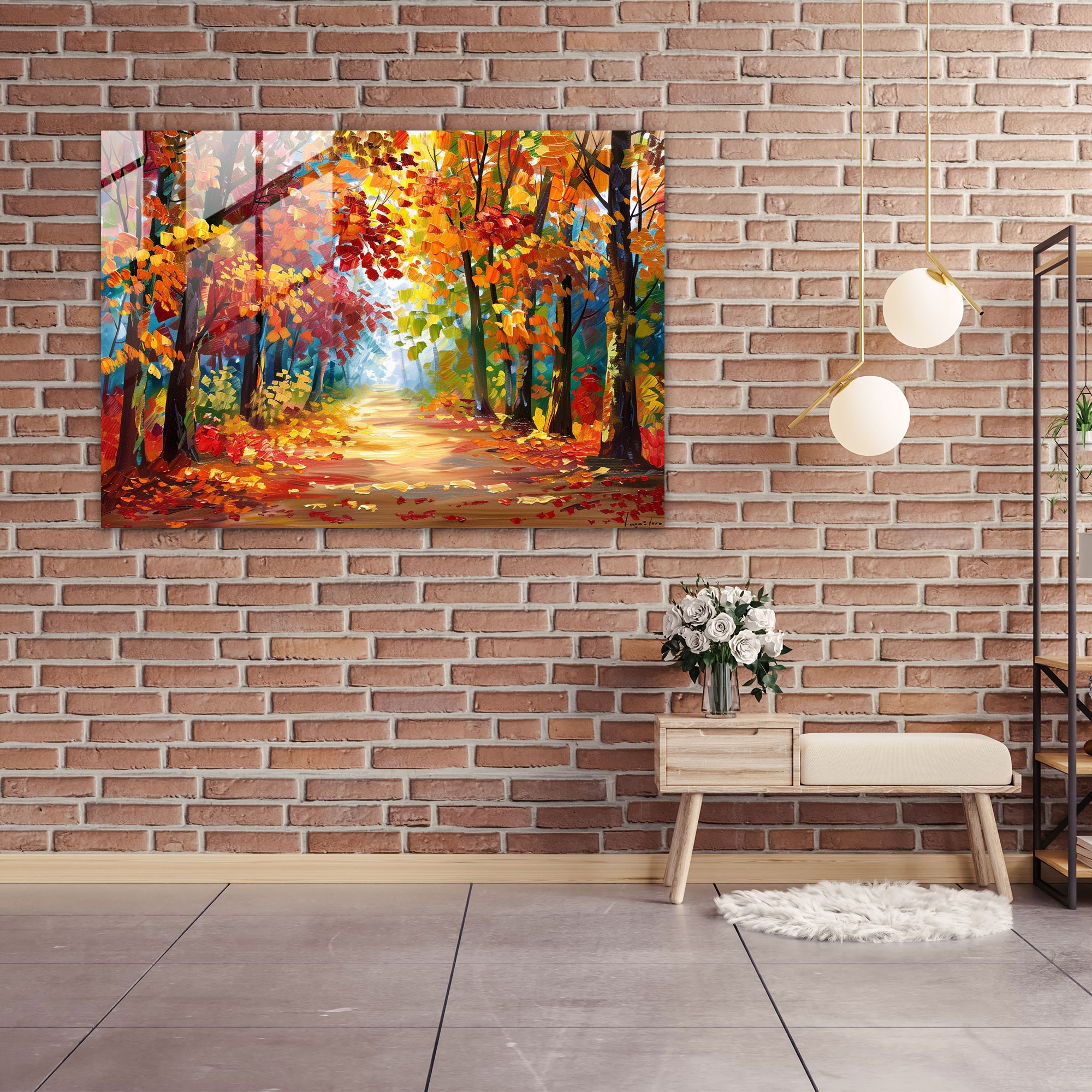 Leonid Afremov Glass Art - Autumn Forest Glass Print - Leonid Afremov, Glass Print, Wall Decoration, Glass Art