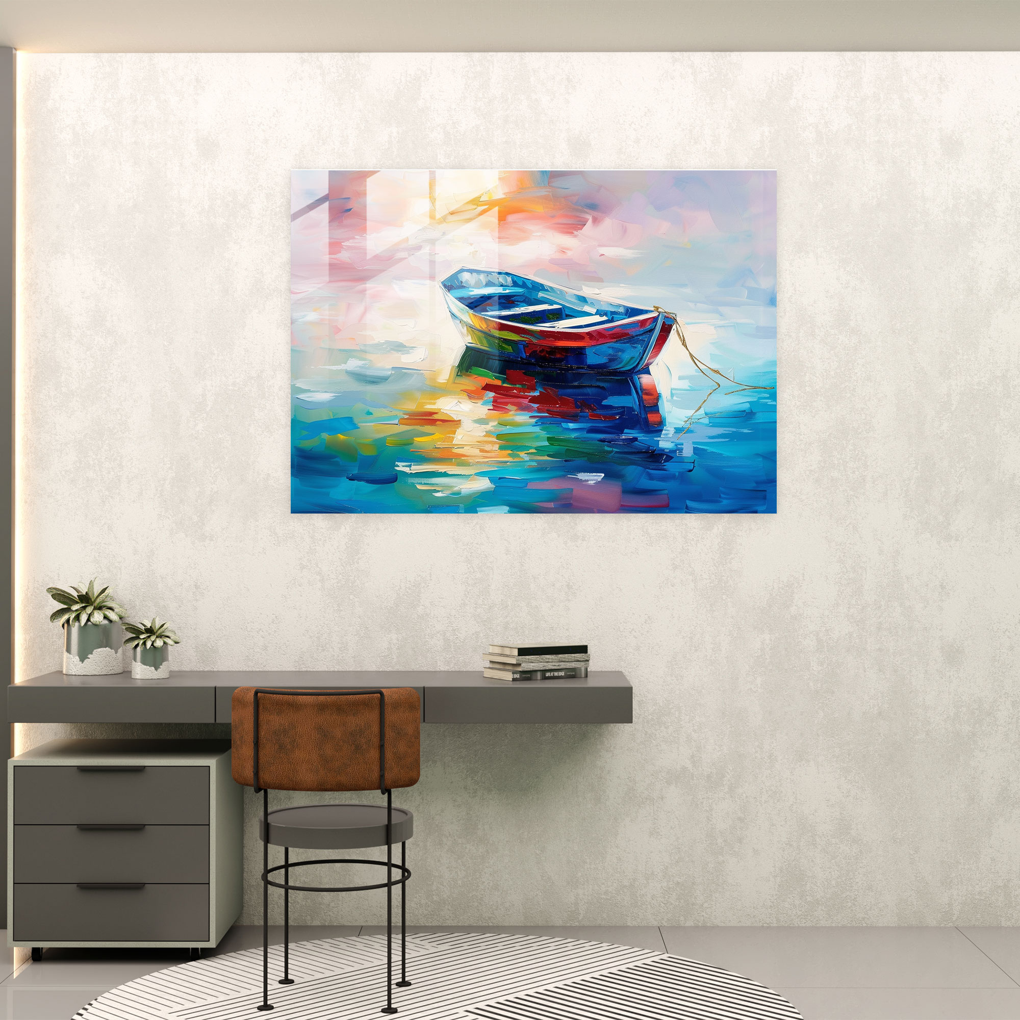 Leonid Afremov Glass Wall Art - Colorful Boat Glass Print - Leonid Afremov, Modern Art, Glass Print, Glass Wall Art