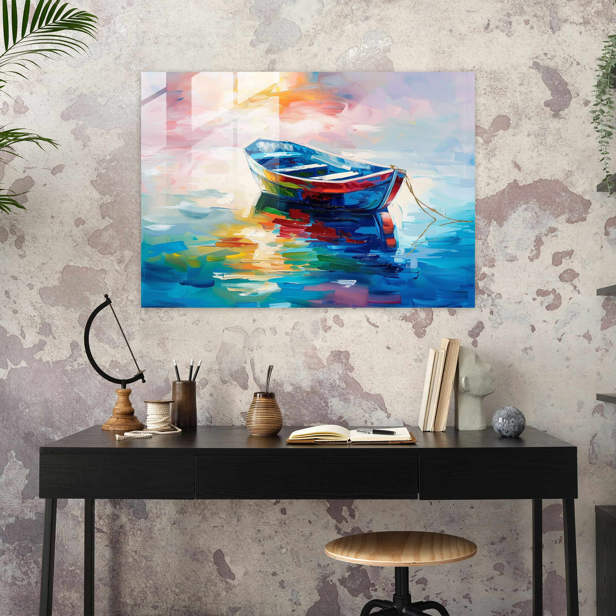Leonid Afremov Glass Wall Art - Colorful Boat Glass Print - Leonid Afremov, Modern Art, Glass Print, Glass Wall Art