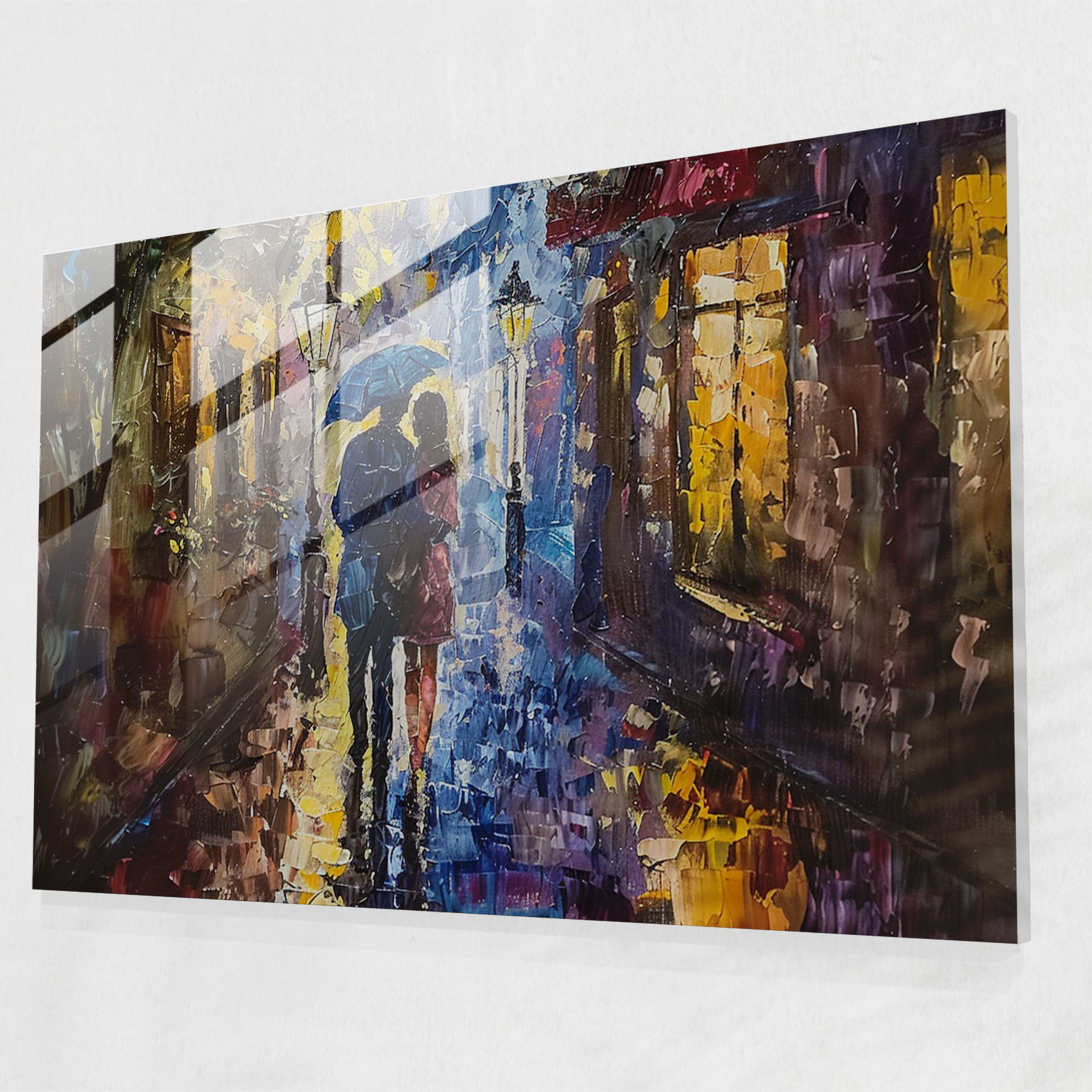 Rainy Night Leonid Afremov Glass Wall Art - Leonid Afremov, Modern Art, Glass Print, Wall Decoration