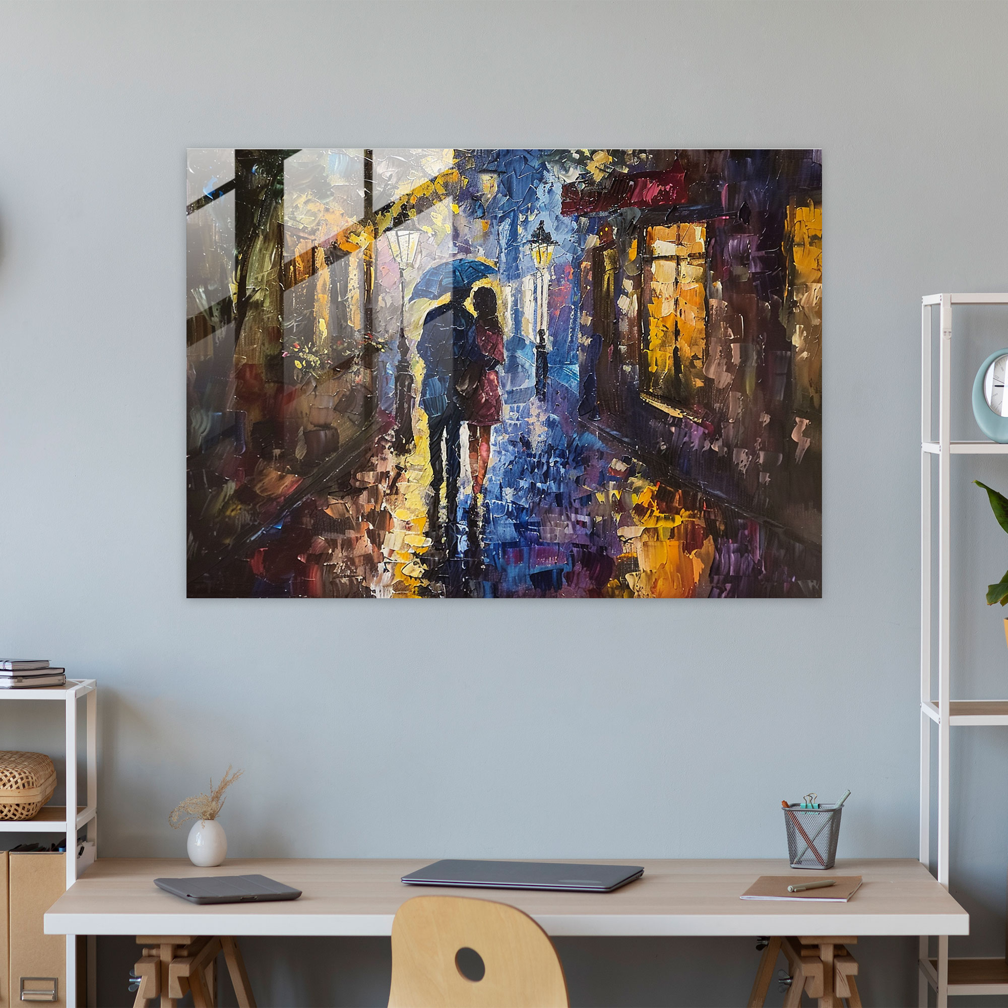 Rainy Night Leonid Afremov Glass Wall Art - Leonid Afremov, Modern Art, Glass Print, Wall Decoration