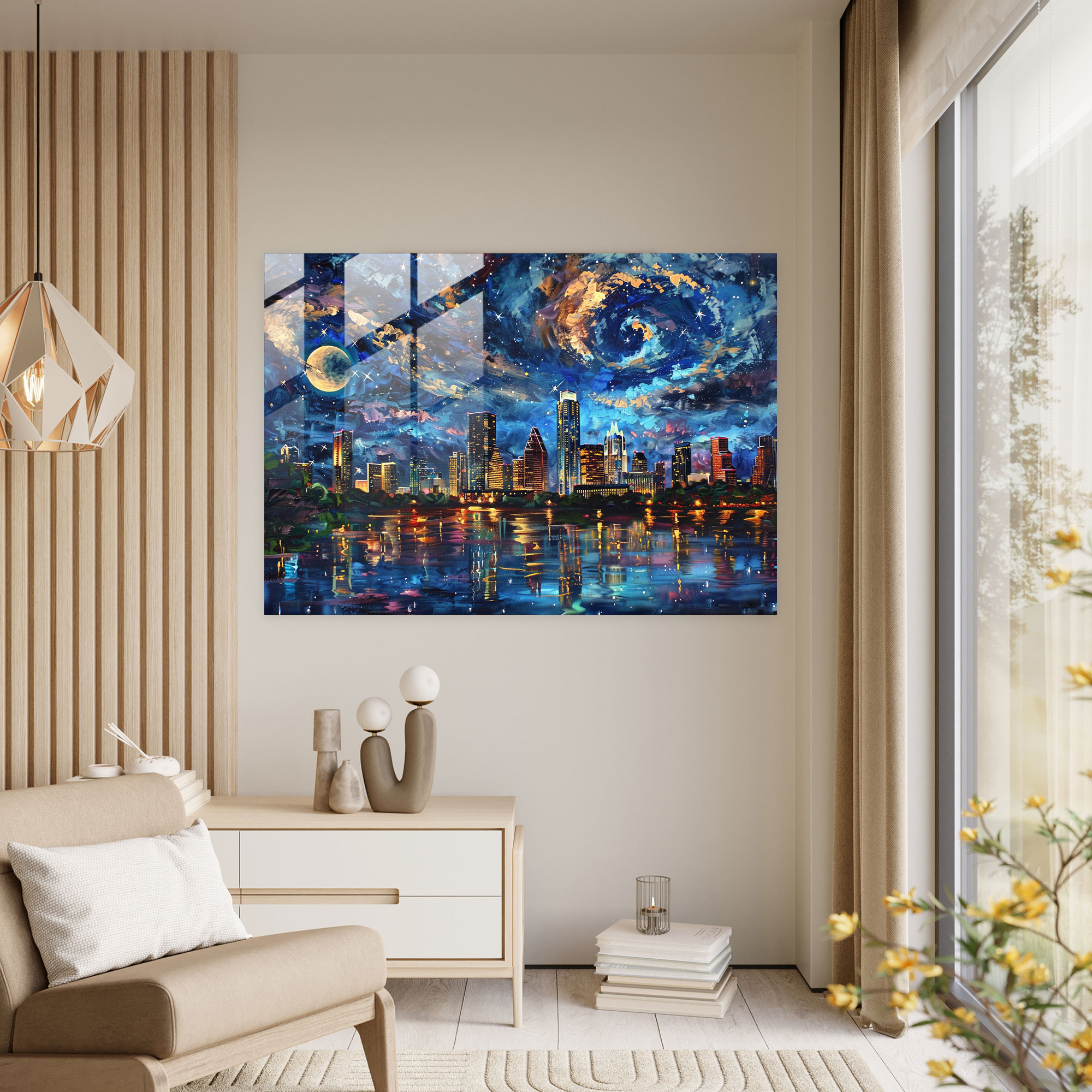 Starry Night Leonid Afremov Glass Art - Leonid Afremov, Leonid Afremov, Glass Wall Art, Modern Art