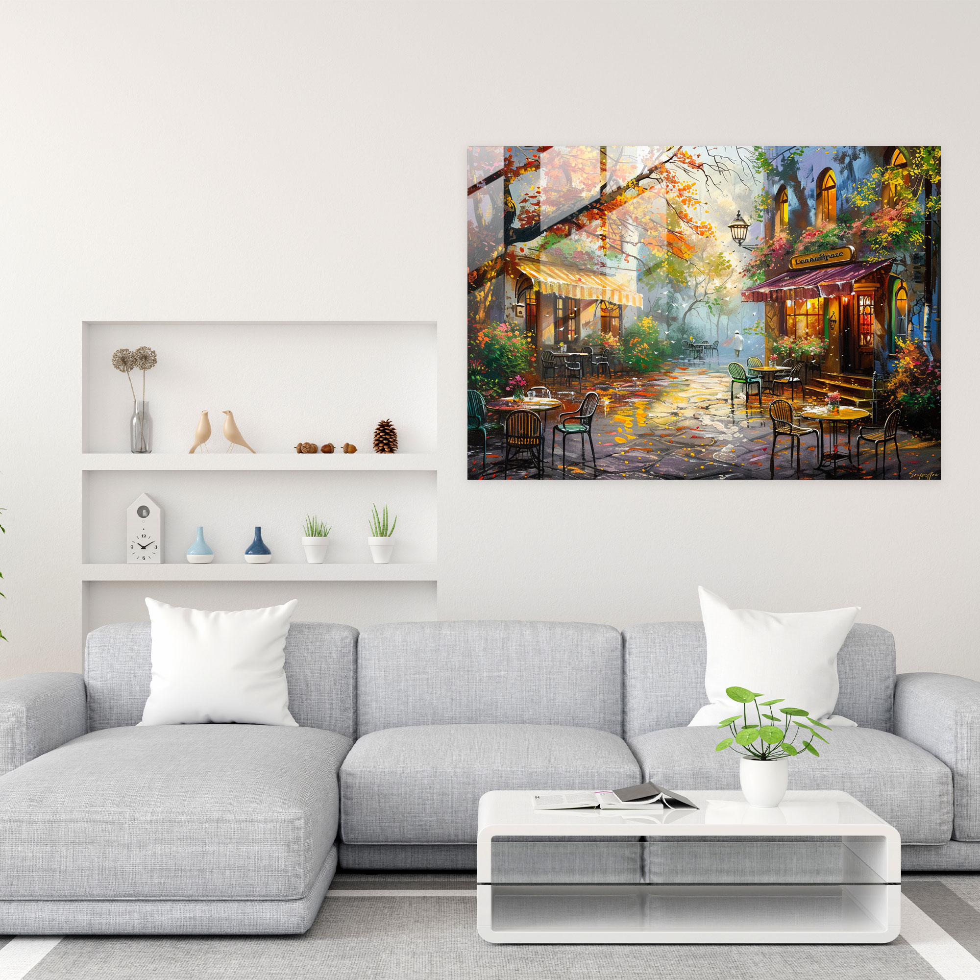 Cozy Cafe Leonid Afremov Glass Wall Art - Leonid Afremov, Leonid Afremov, Modern Art, Glass Print