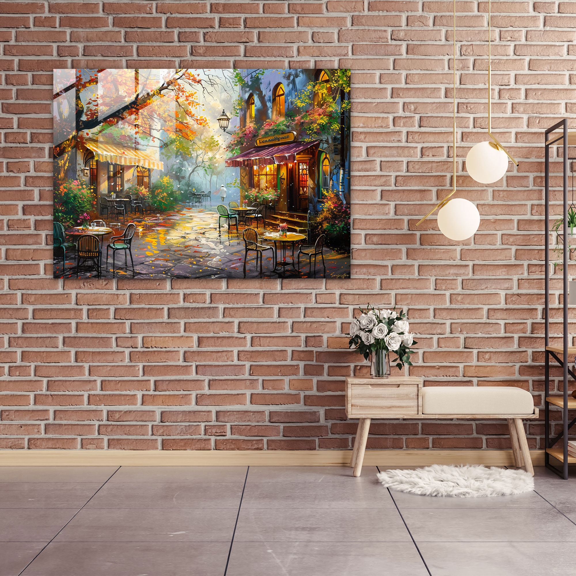 Cozy Cafe Leonid Afremov Glass Wall Art - Leonid Afremov, Leonid Afremov, Modern Art, Glass Print