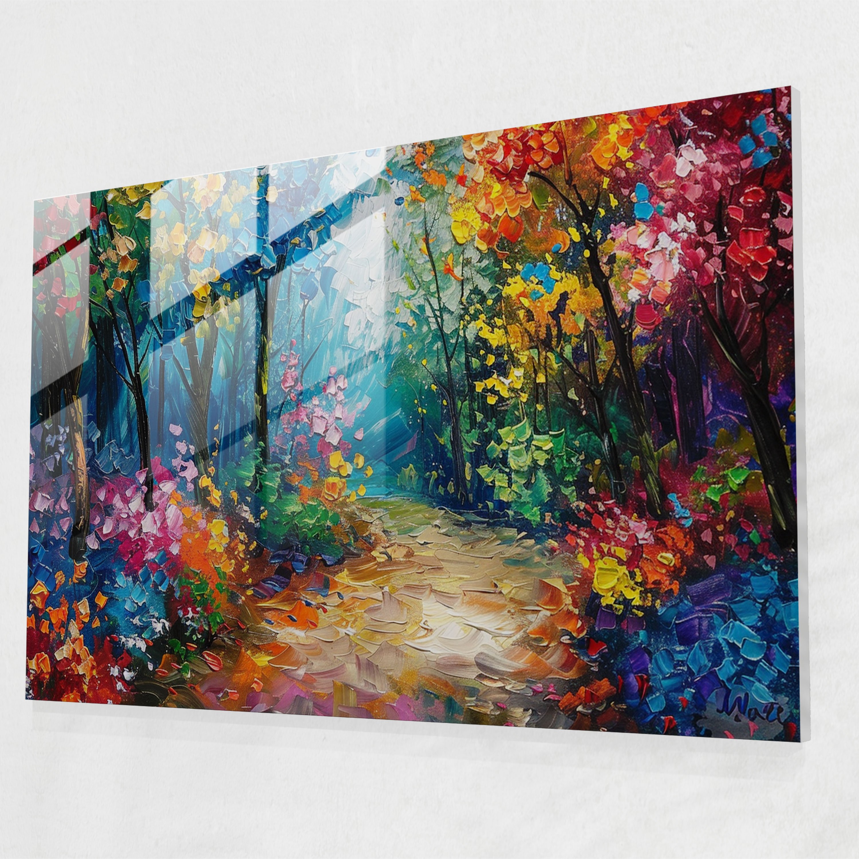 Flower Garden Leonid Afremov Glass Wall Art - Leonid Afremov, Leonid Afremov, Glass Wall Art, Glass Print