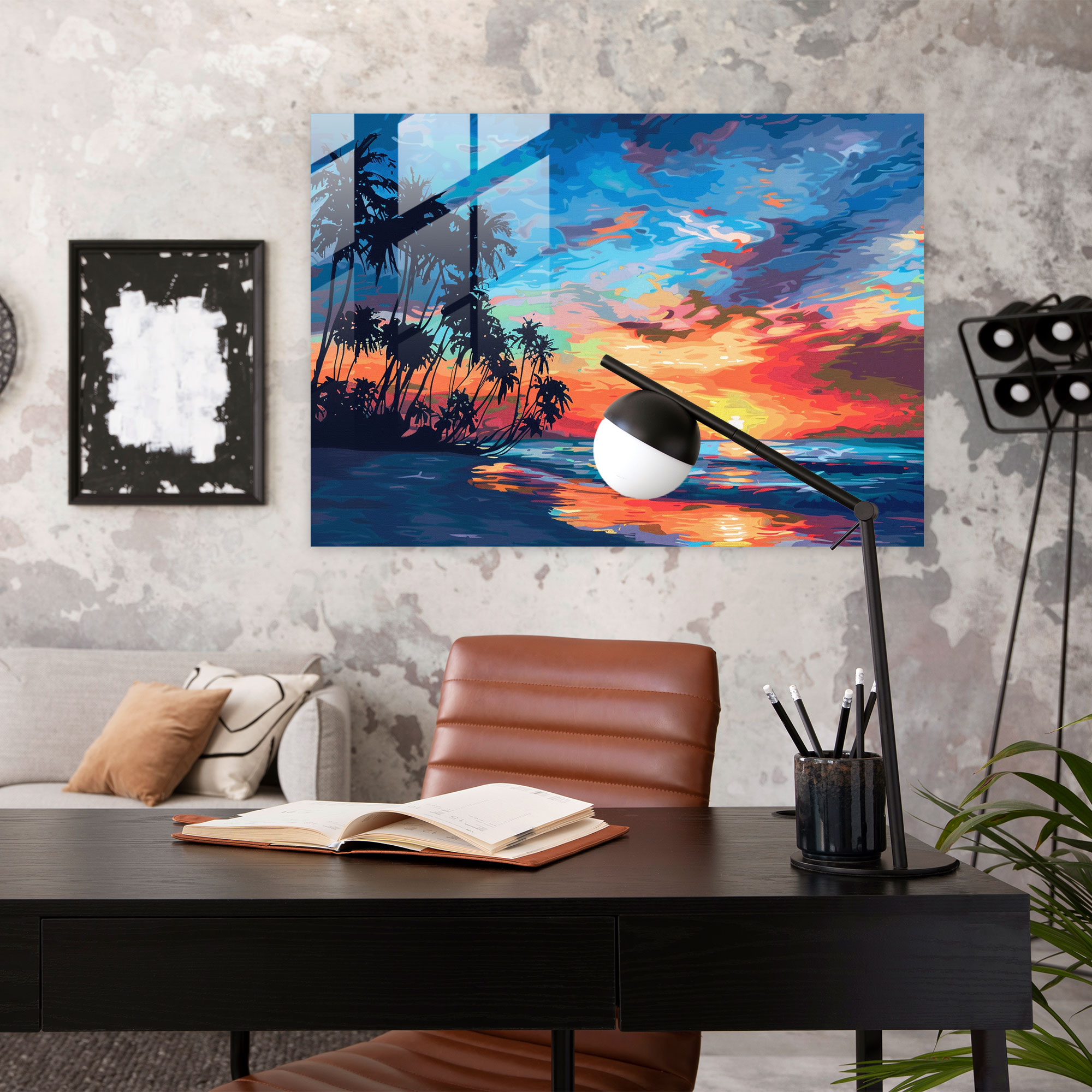 Beach Sunset Leonid Afremov Glass Art - Leonid Afremov, Leonid Afremov, Glass Art, Glass Print