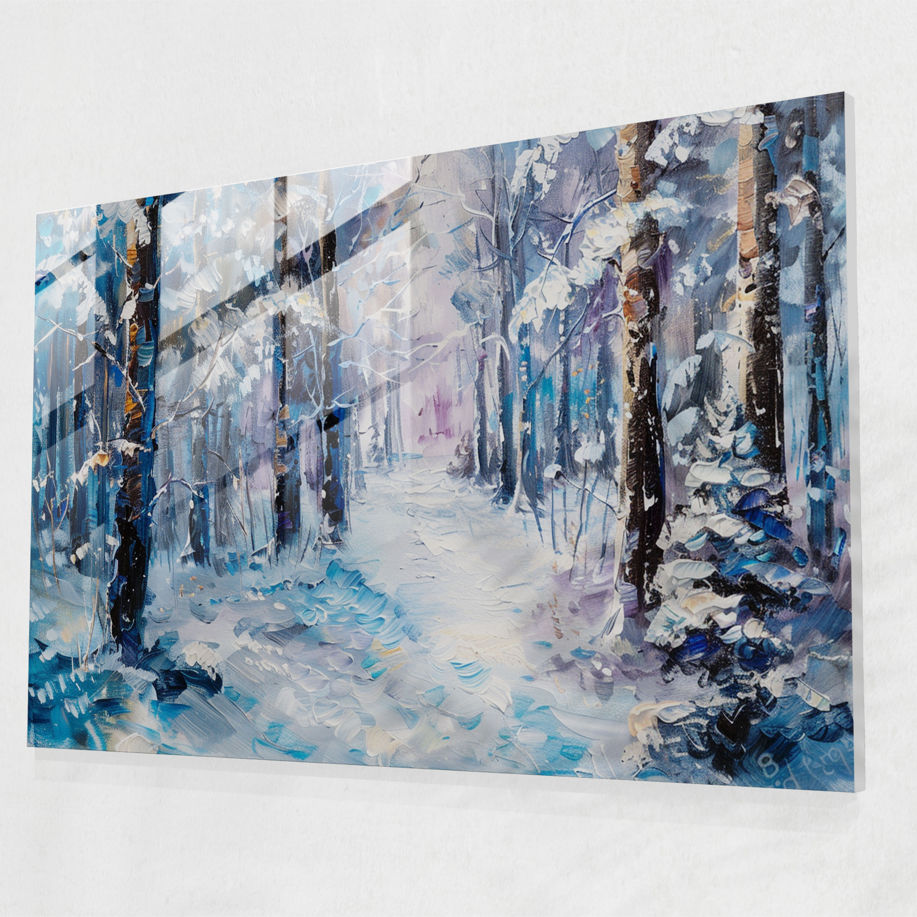 Winter Forest Leonid Afremov Glass Print - Leonid Afremov, Glass Print, Leonid Afremov, Modern Art