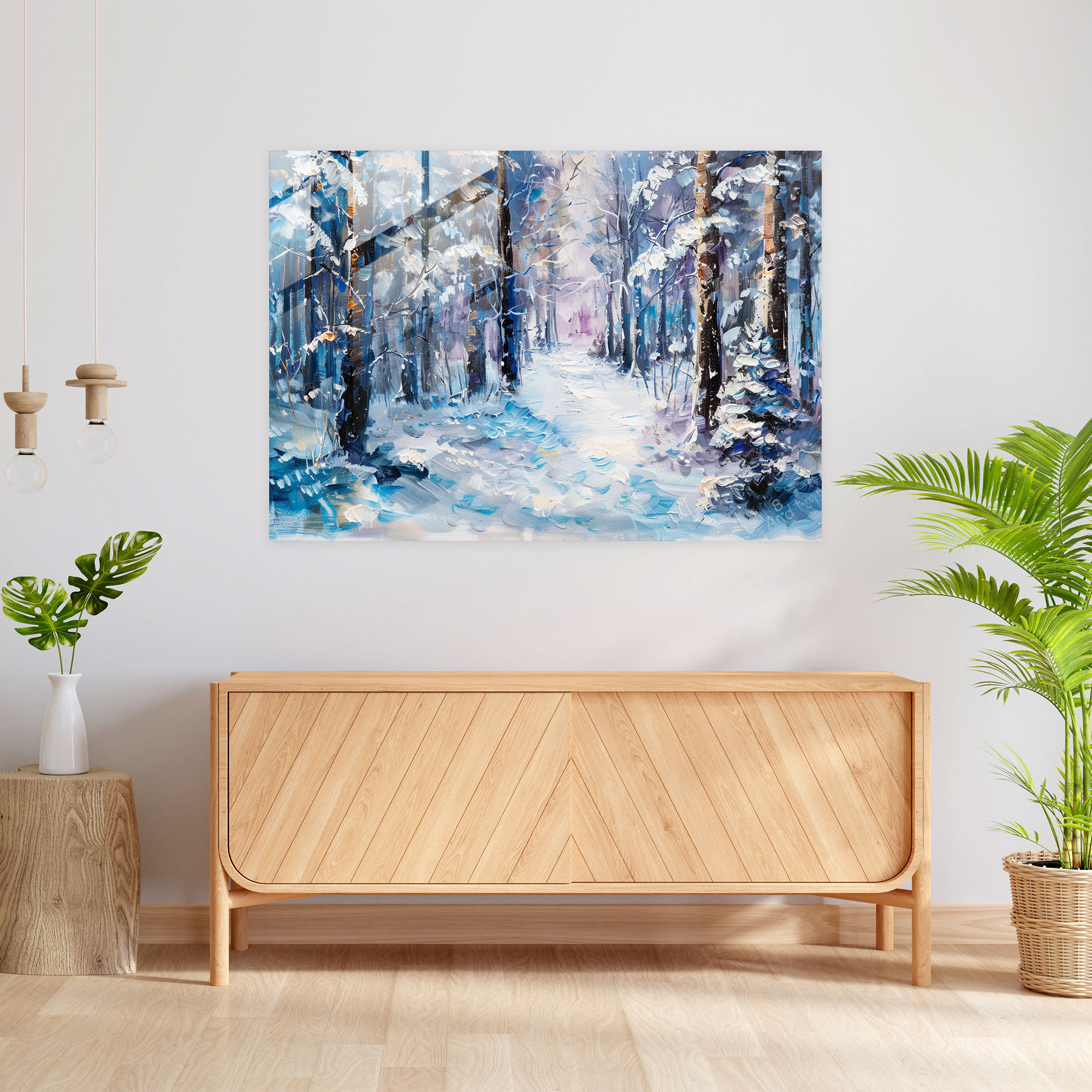 Winter Forest Leonid Afremov Glass Print - Leonid Afremov, Glass Print, Leonid Afremov, Modern Art