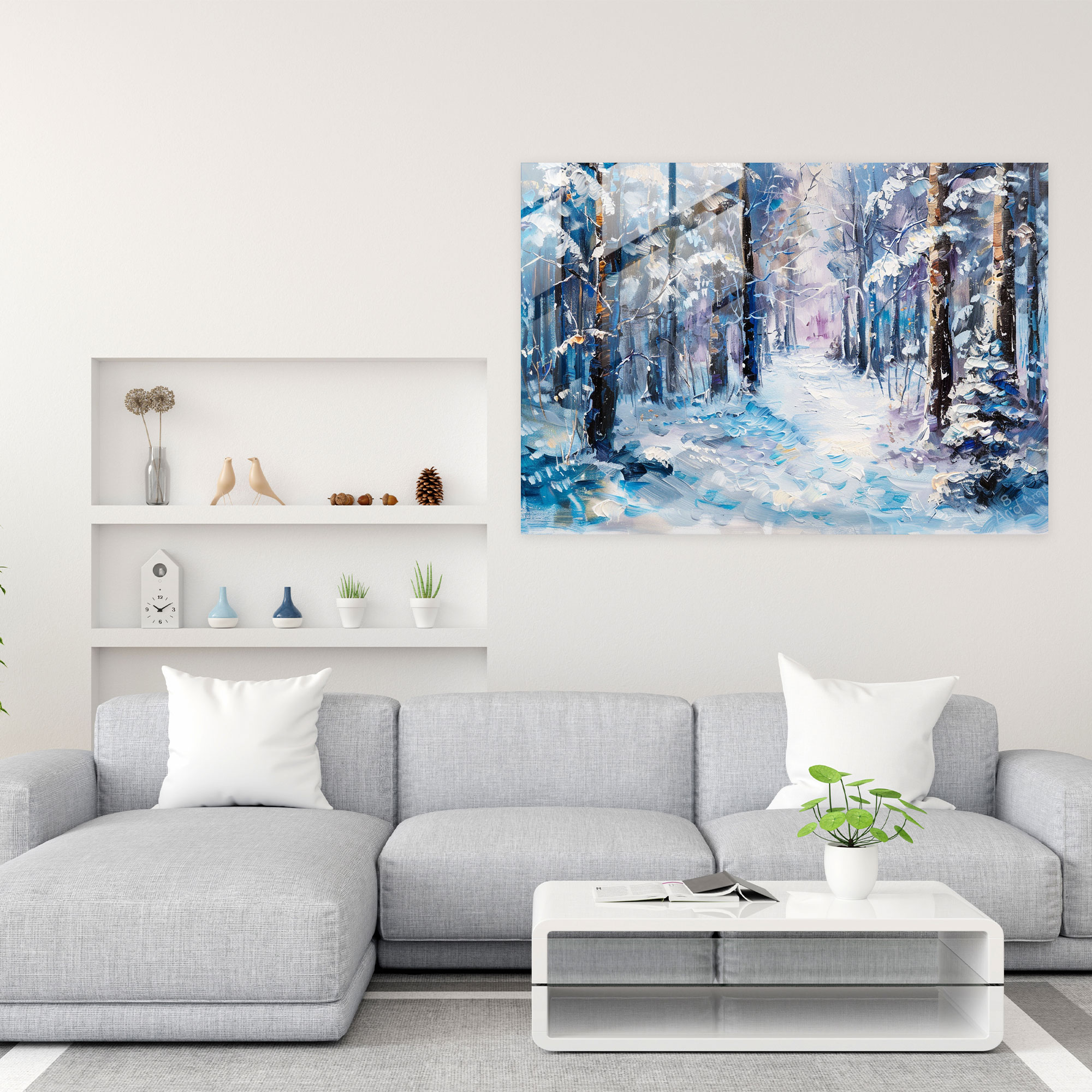 Winter Forest Leonid Afremov Glass Print - Leonid Afremov, Glass Print, Leonid Afremov, Modern Art