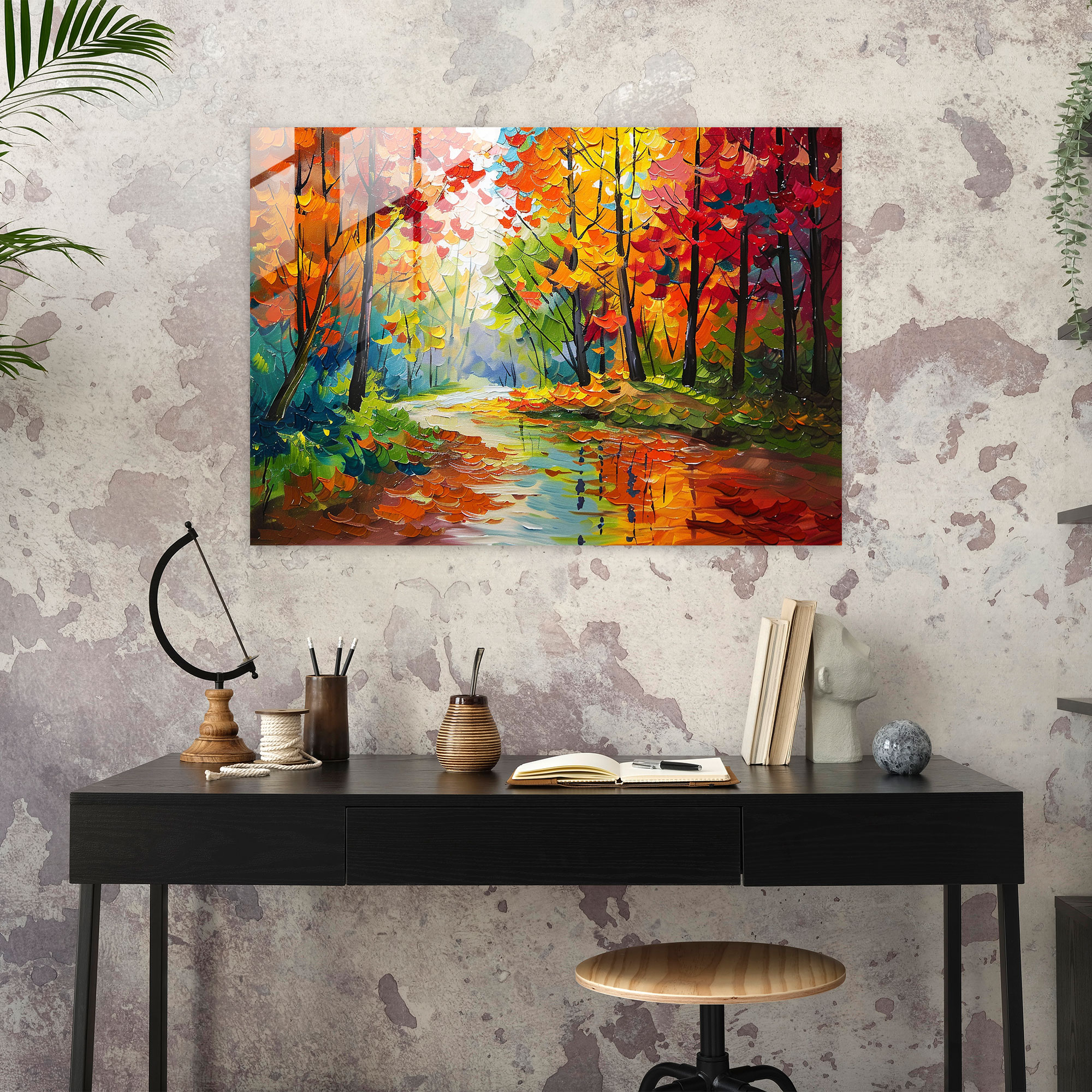 Leonid Afremov Glass Print - Colorful Autumn Landscape - Leonid Afremov, Wall Decoration, Modern Art, Home Decoration