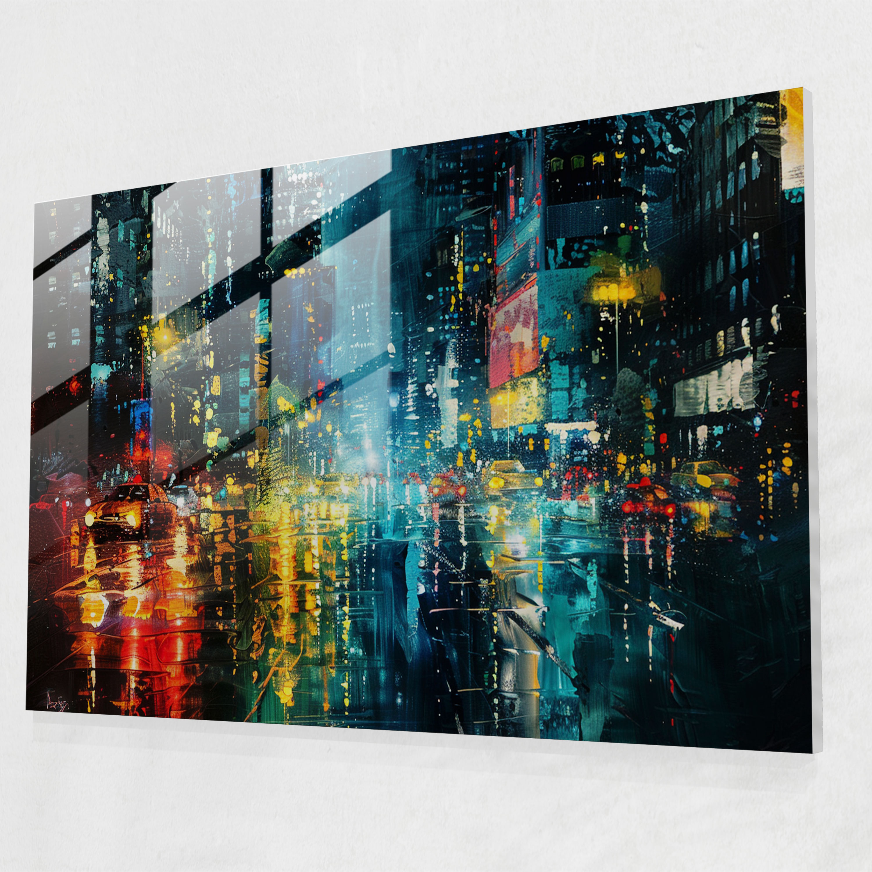 Leonid Afremov Glass Wall Art - Cityscape At Night - Leonid Afremov, Glass Art, Wall Decoration, Leonid Afremov