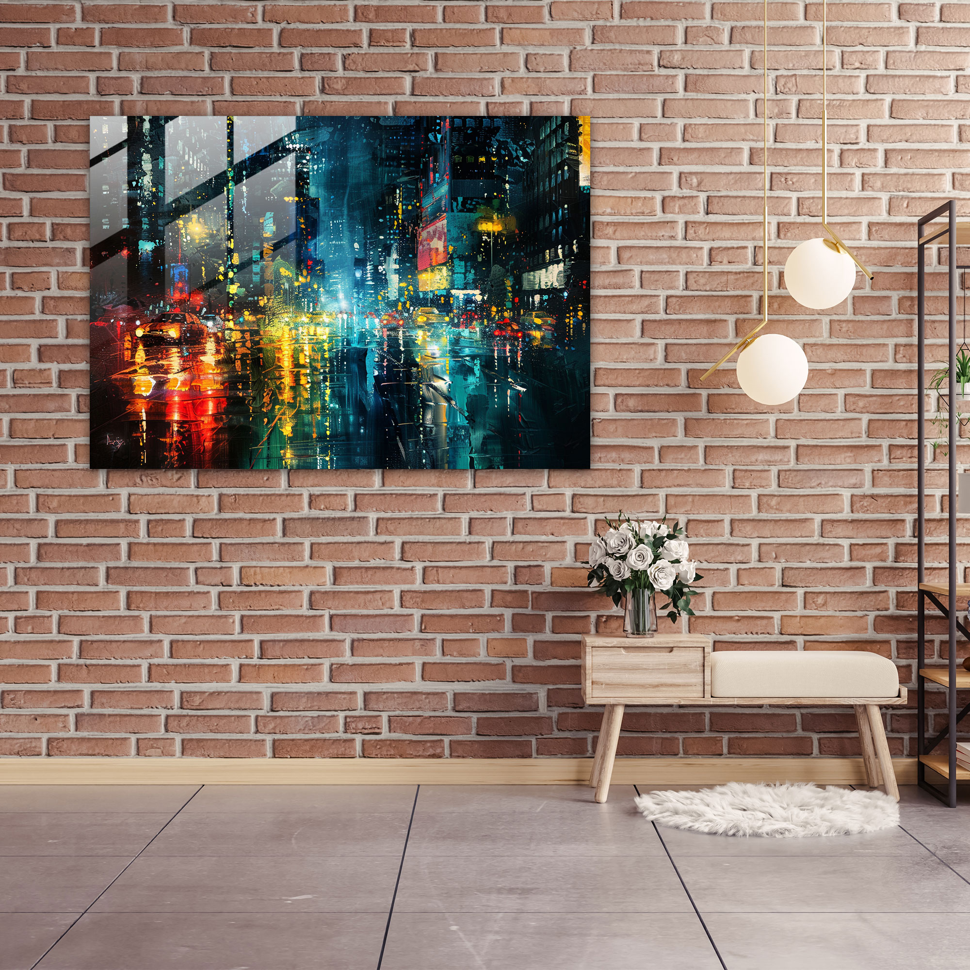 Leonid Afremov Glass Wall Art - Cityscape At Night - Leonid Afremov, Glass Art, Wall Decoration, Leonid Afremov