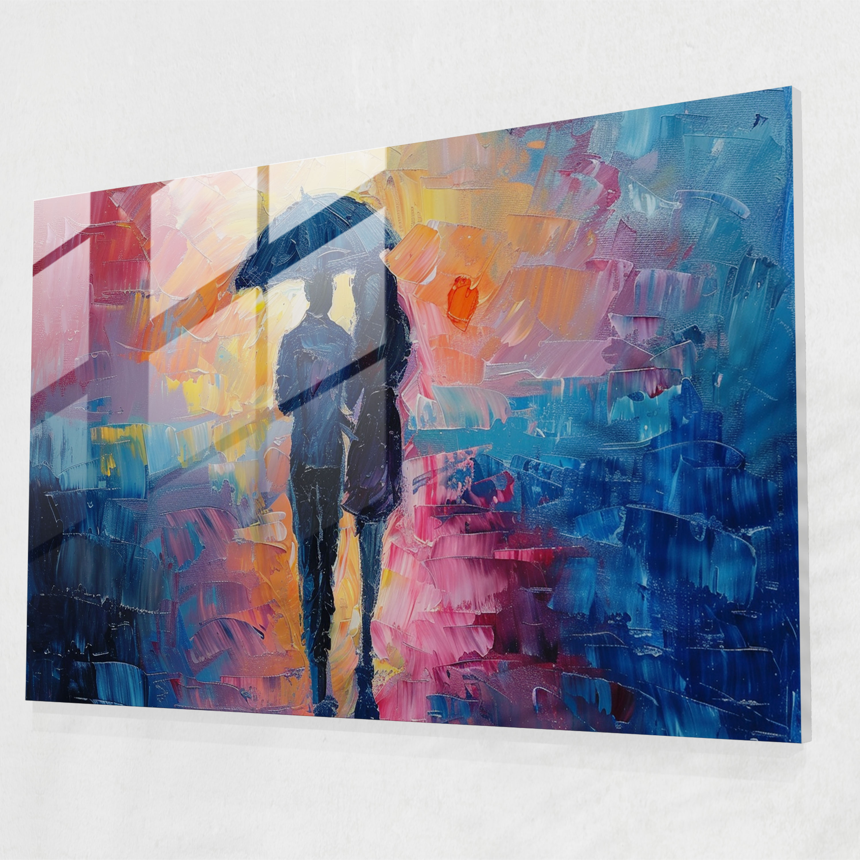 Leonid Afremov Home Decoration - Romantic Couple Under Umbrella - Leonid Afremov, Wall Decoration, Leonid Afremov, Glass Print