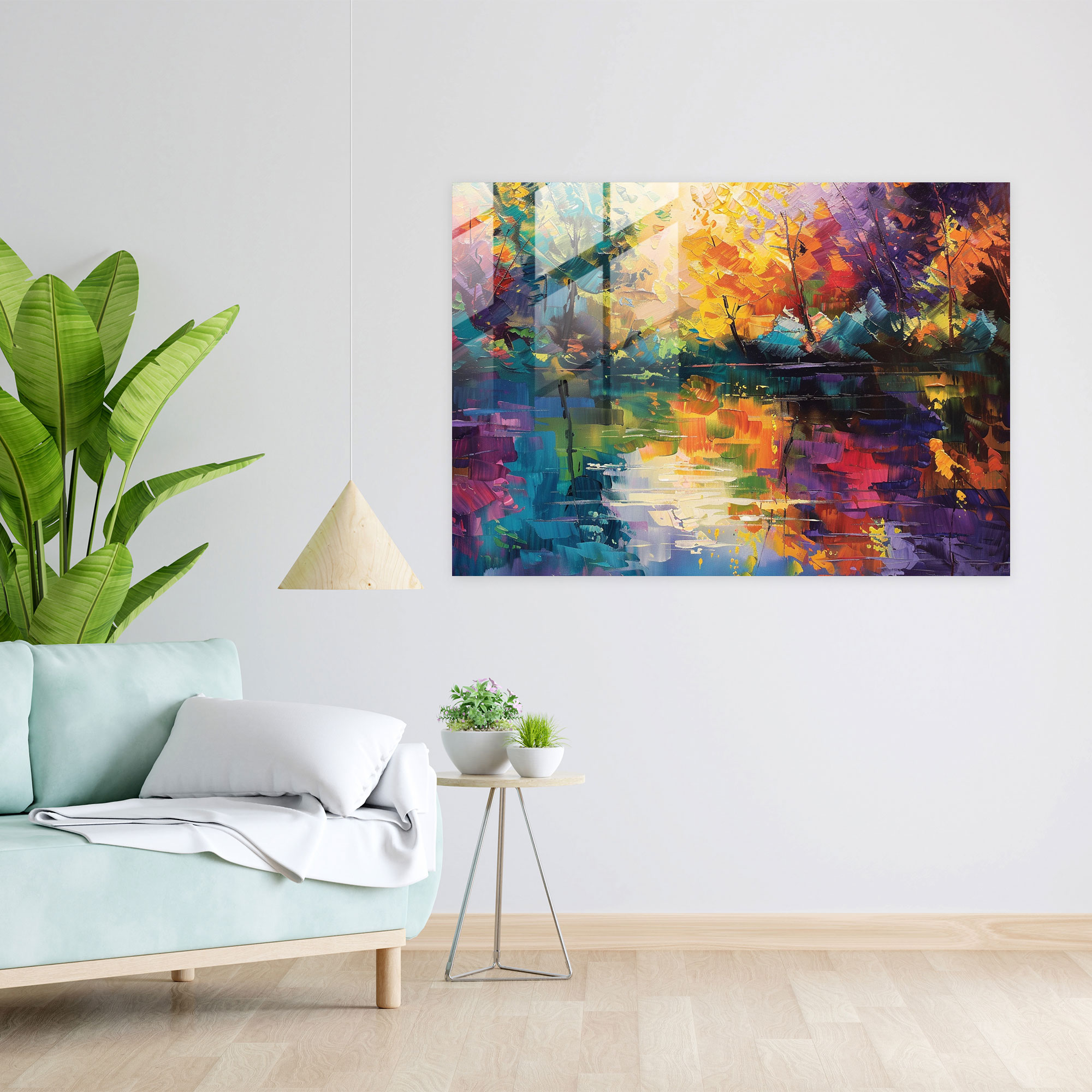 Leonid Afremov Wall Decoration - Peaceful Lake Scene - Leonid Afremov, Modern Art, Glass Print, Glass Art