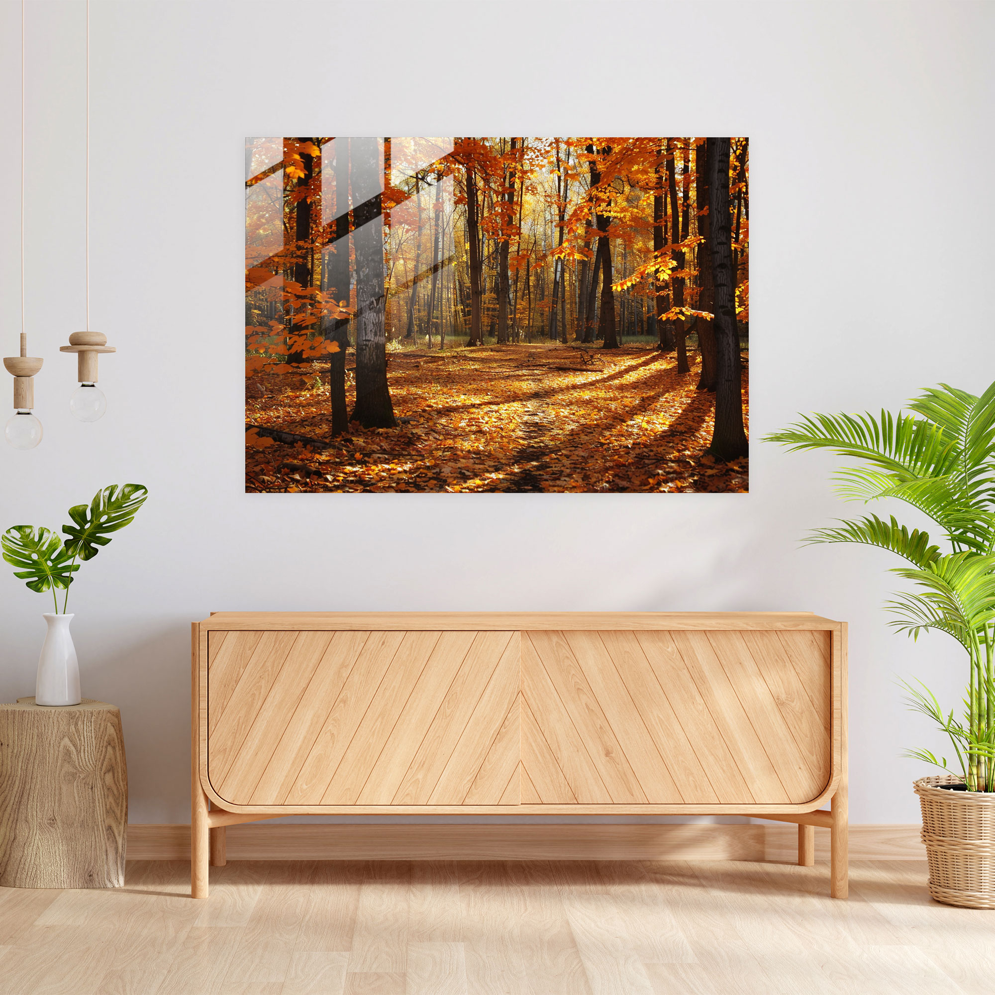 Leonid Afremov Modern Art - Fall Forest With Golden Leaves - Leonid Afremov, Modern Art, Wall Decoration, Glass Art
