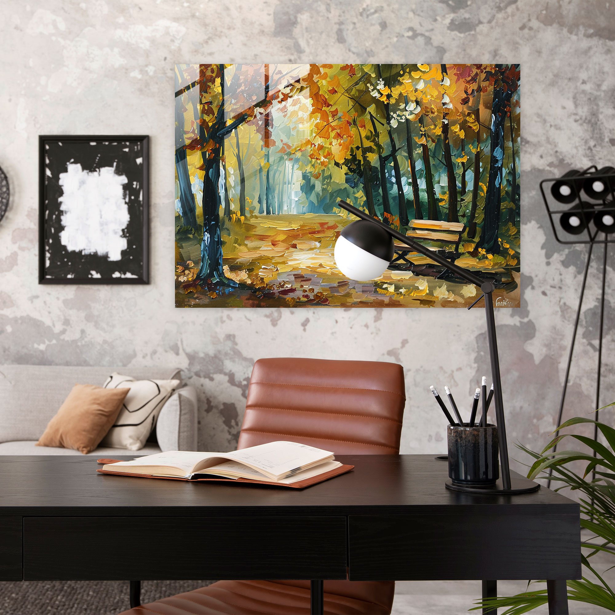 Leonid Afremov Glass Wall Art: Peaceful Park Scene - Leonid Afremov, Home Decoration, Glass Print, Wall Decoration