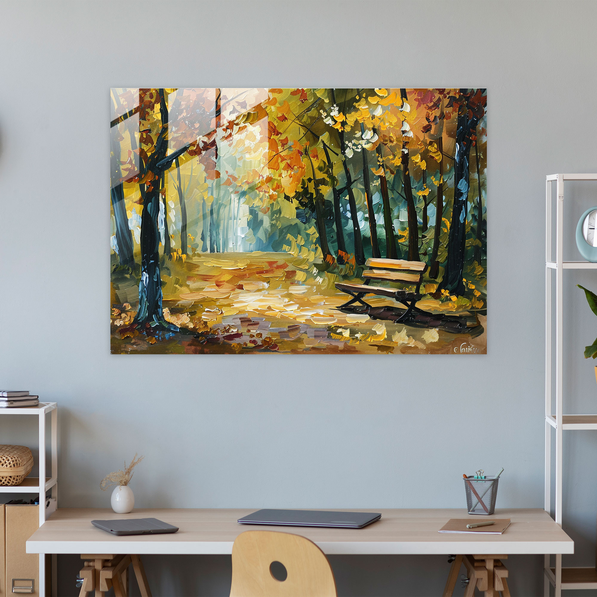 Leonid Afremov Glass Wall Art: Peaceful Park Scene - Leonid Afremov, Home Decoration, Glass Print, Wall Decoration
