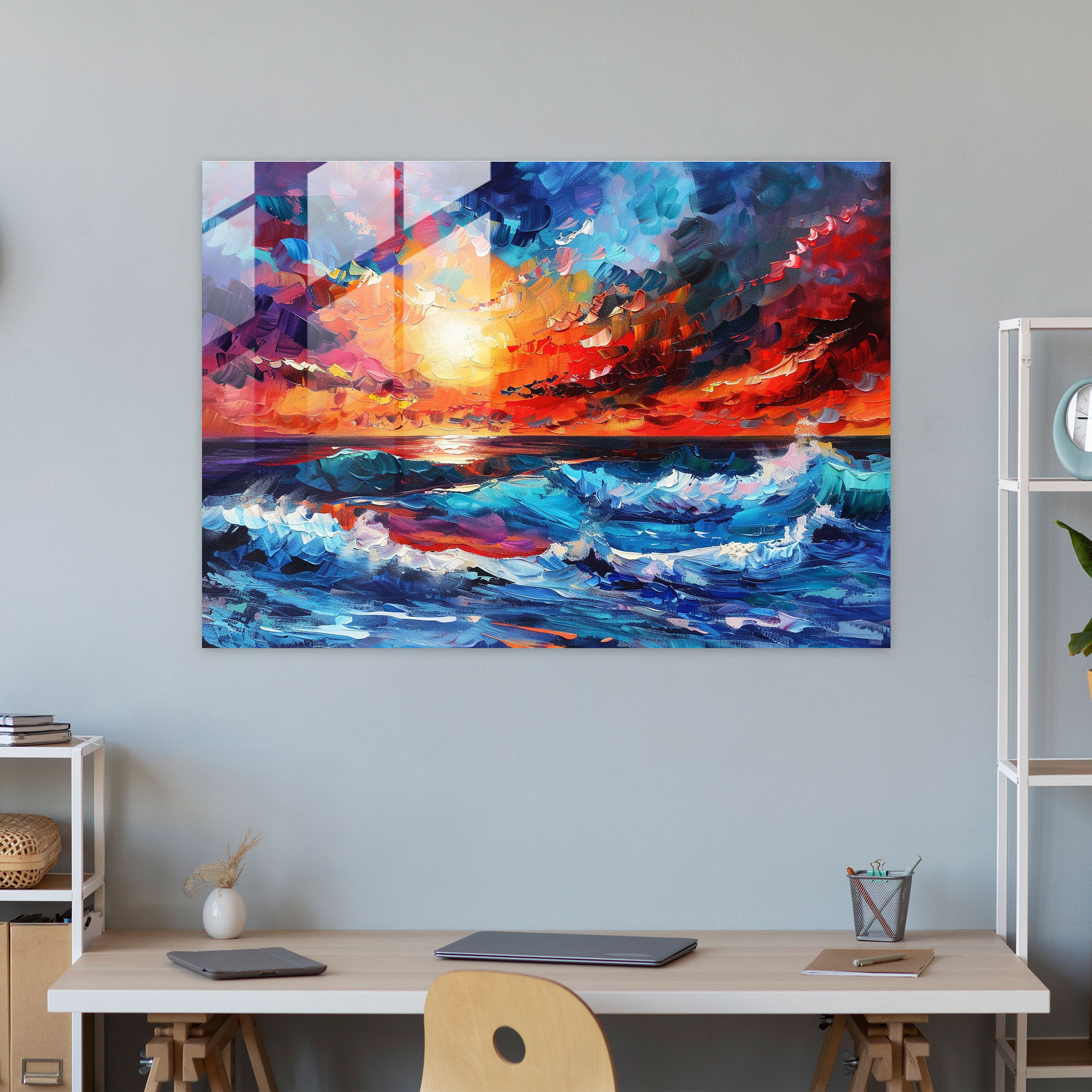 Leonid Afremov Glass Print: Dreamy Seascape - Leonid Afremov, Glass Print, Wall Decoration, Modern Art