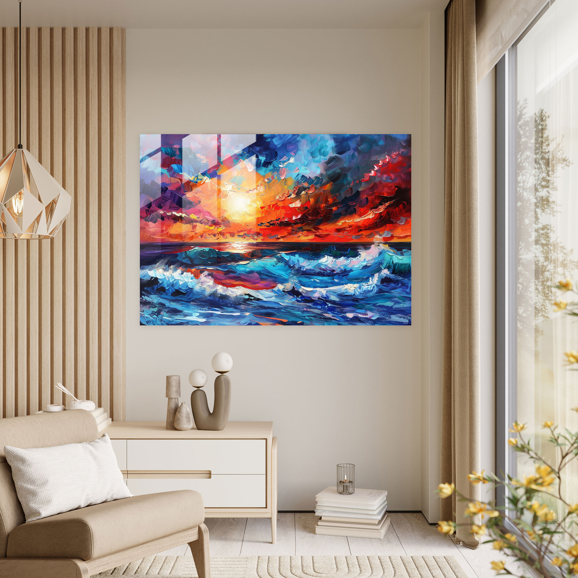Leonid Afremov Glass Print: Dreamy Seascape - Leonid Afremov, Glass Print, Wall Decoration, Modern Art