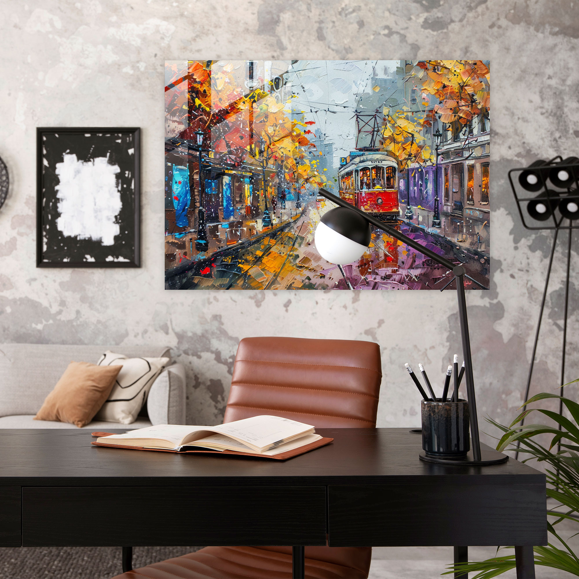 Leonid Afremov Glass Wall Art: Whimsical City Street Scene - Leonid Afremov, Home Decoration, Wall Decoration, Glass Wall Art