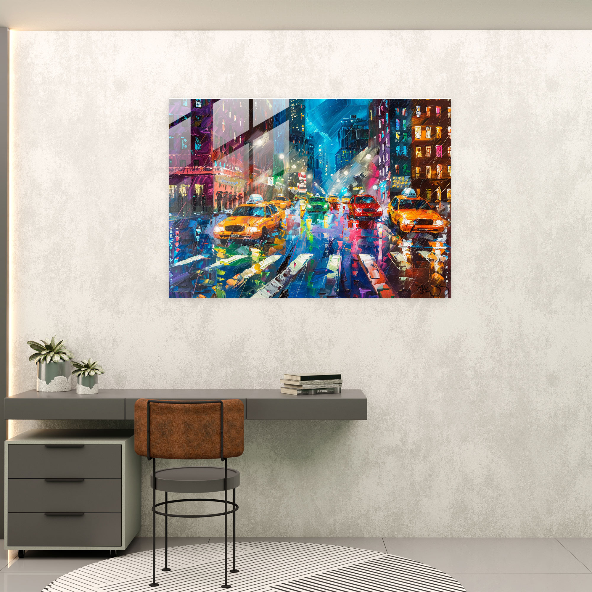 Leonid Afremov Glass Print: Colorful Cityscape Glass Wall Art - Leonid Afremov, Home Decoration, Modern Art, Glass Print