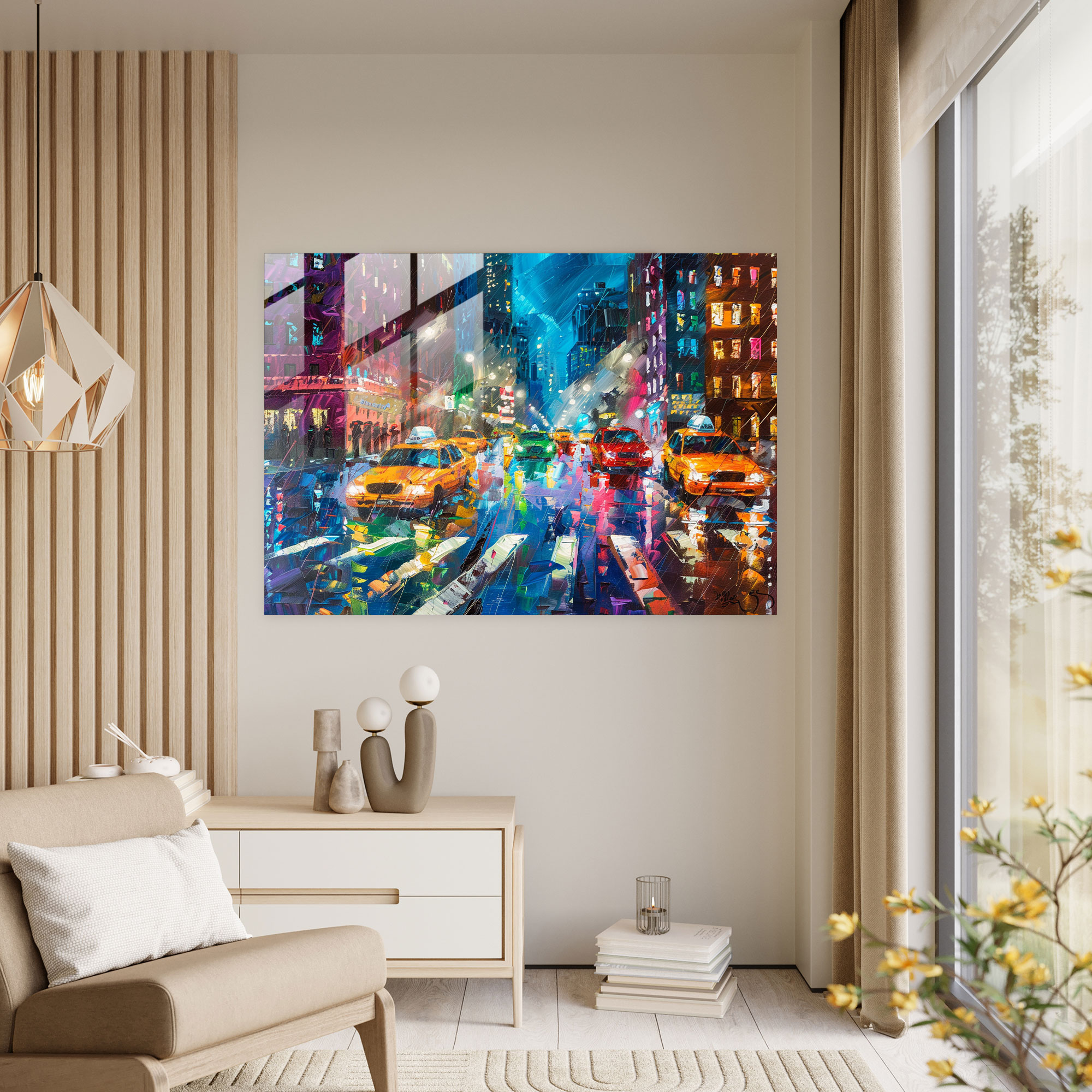 Leonid Afremov Glass Print: Colorful Cityscape Glass Wall Art - Leonid Afremov, Home Decoration, Modern Art, Glass Print