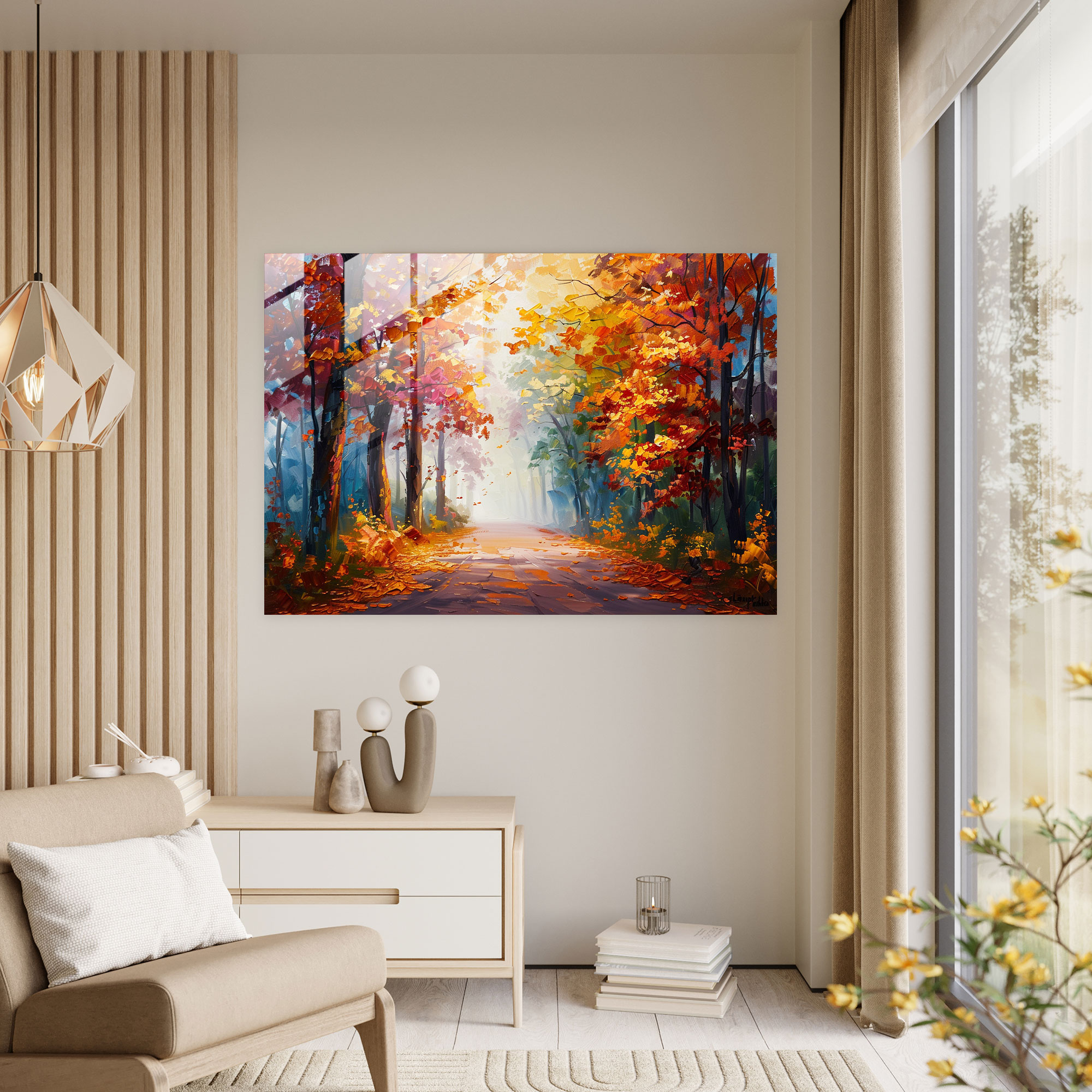 Leonid Afremov Glass Print: Peaceful Forest Glass Wall Art - Leonid Afremov, Wall Decoration, Glass Wall Art, Leonid Afremov