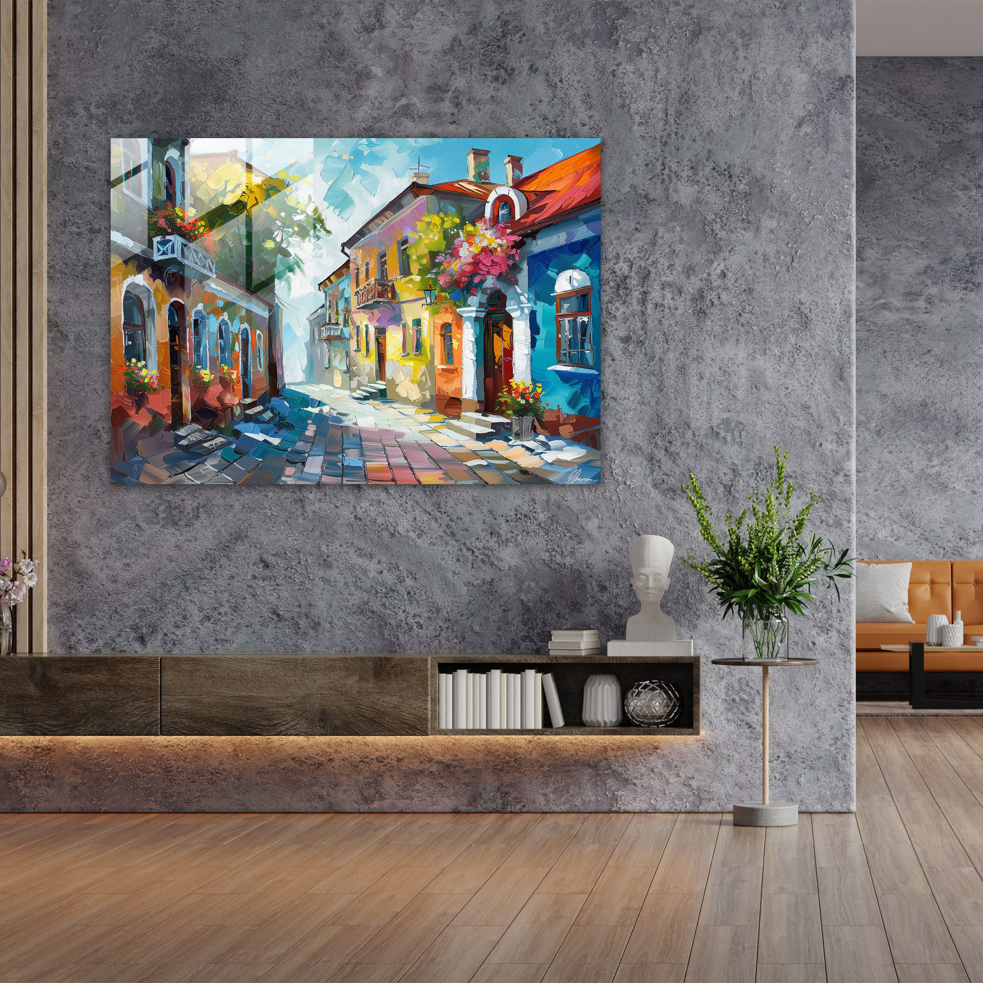 Leonid Afremov Glass Print: Whimsical Street Glass Wall Art - Leonid Afremov, Modern Art, Home Decoration, Wall Decoration