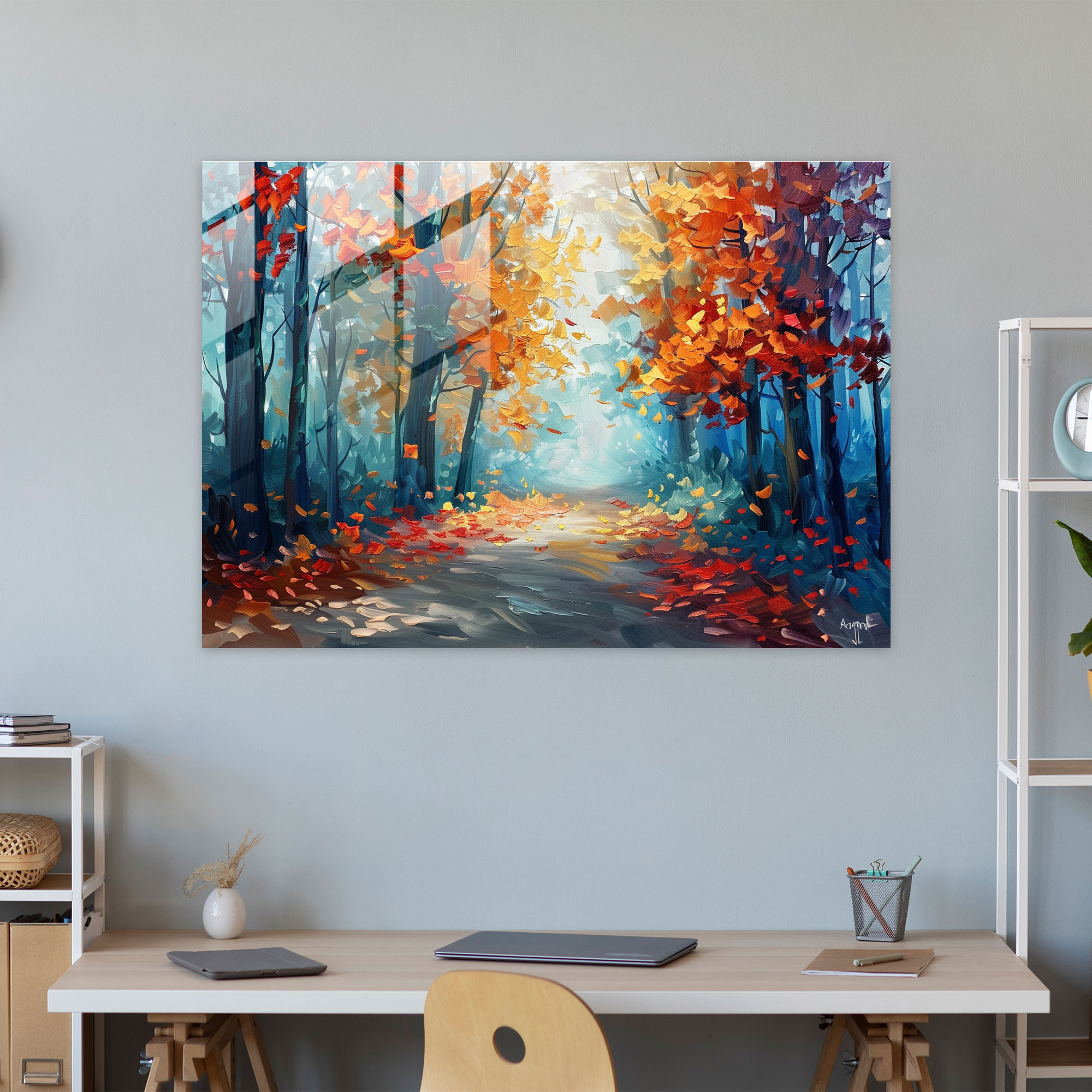 Leonid Afremov Glass Print: Enchanting Forest Path Glass Wall Art - Leonid Afremov, Wall Decoration, Home Decoration, Glass Print