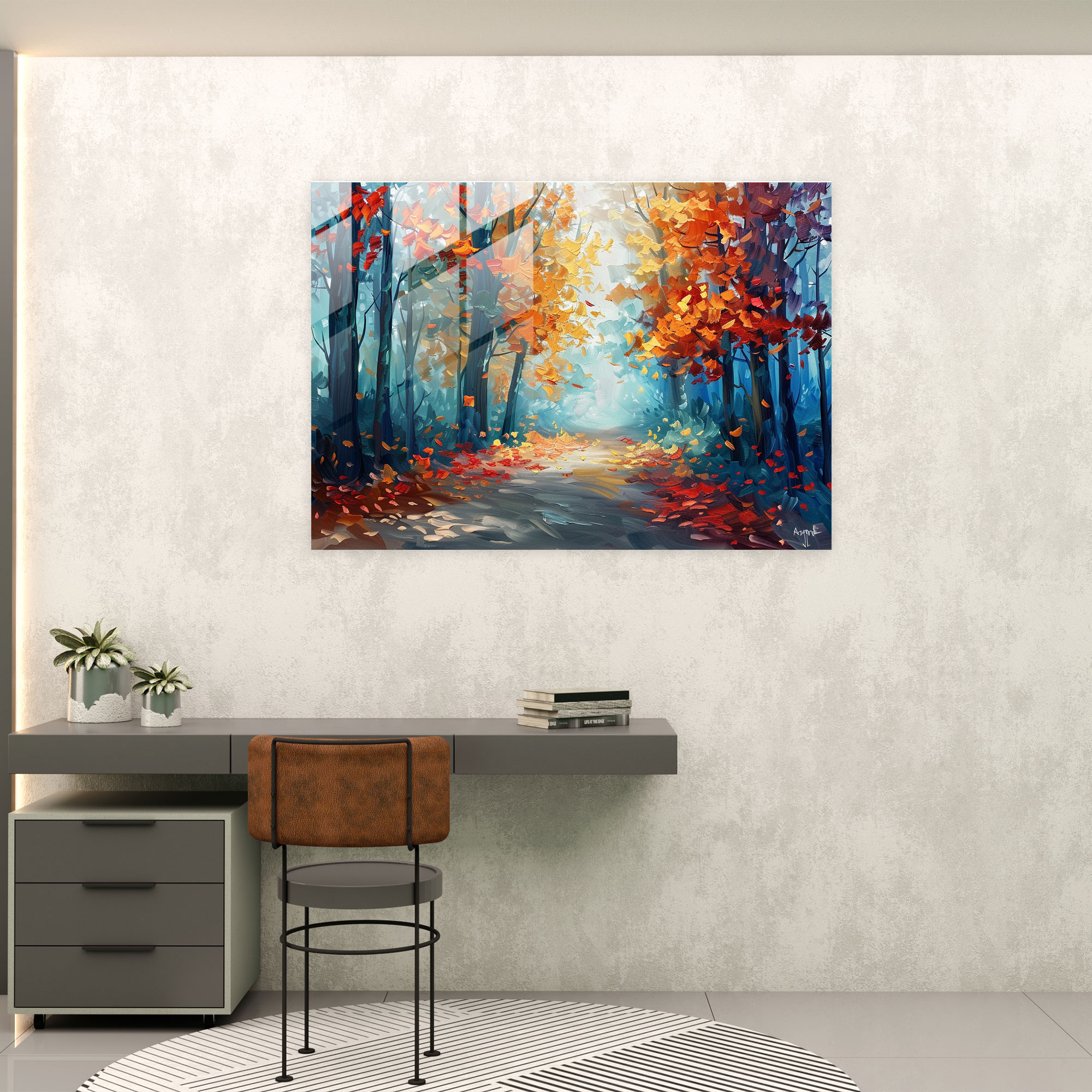 Leonid Afremov Glass Print: Enchanting Forest Path Glass Wall Art - Leonid Afremov, Wall Decoration, Home Decoration, Glass Print