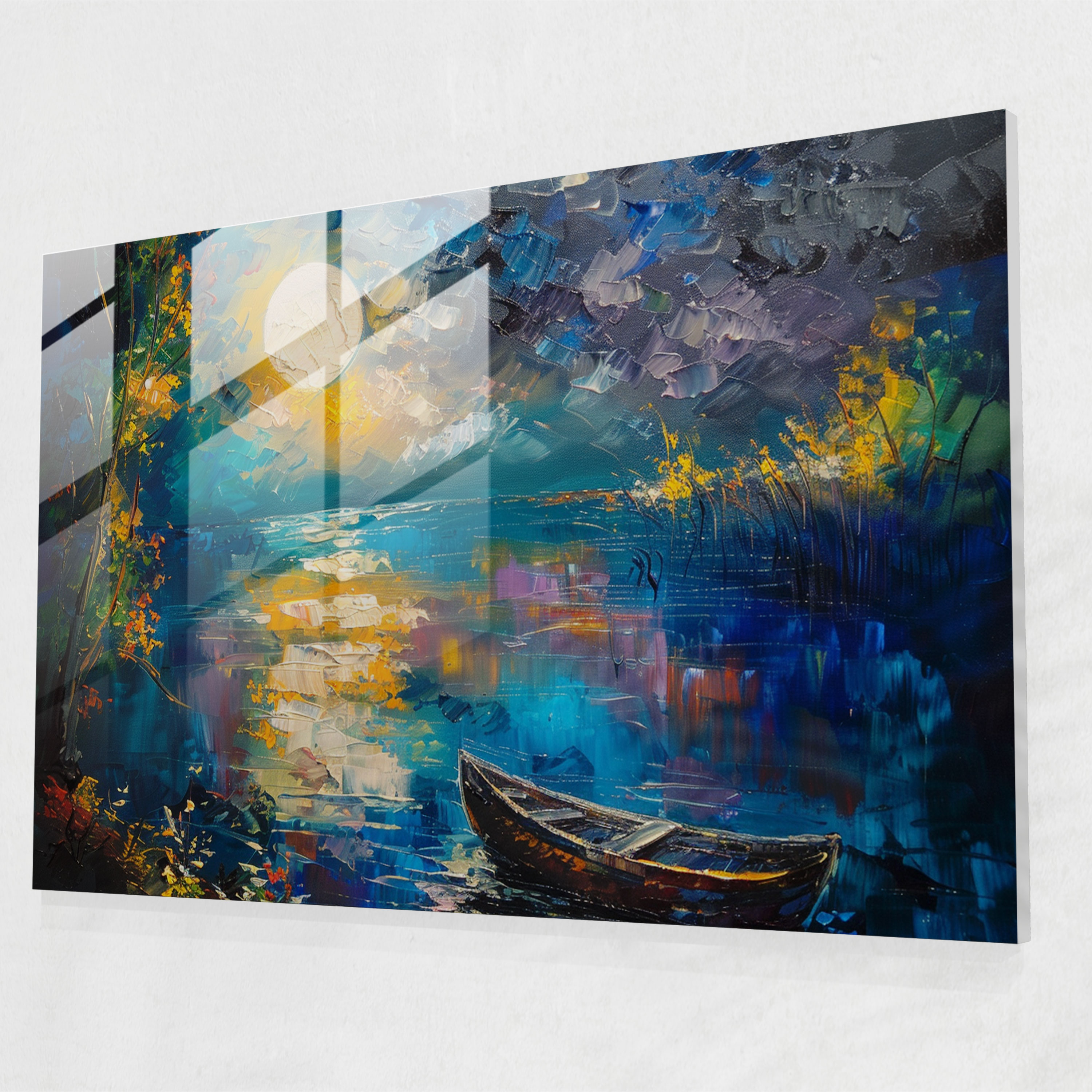 Leonid Afremov Glass Wall Art - Moonlit Night Glass Print - Leonid Afremov, Glass Wall Art, Leonid Afremov, Glass Art