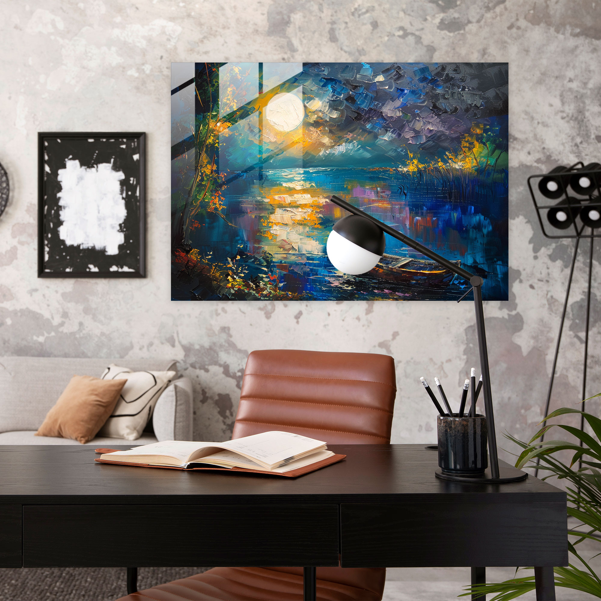 Leonid Afremov Glass Wall Art - Moonlit Night Glass Print - Leonid Afremov, Glass Wall Art, Leonid Afremov, Glass Art