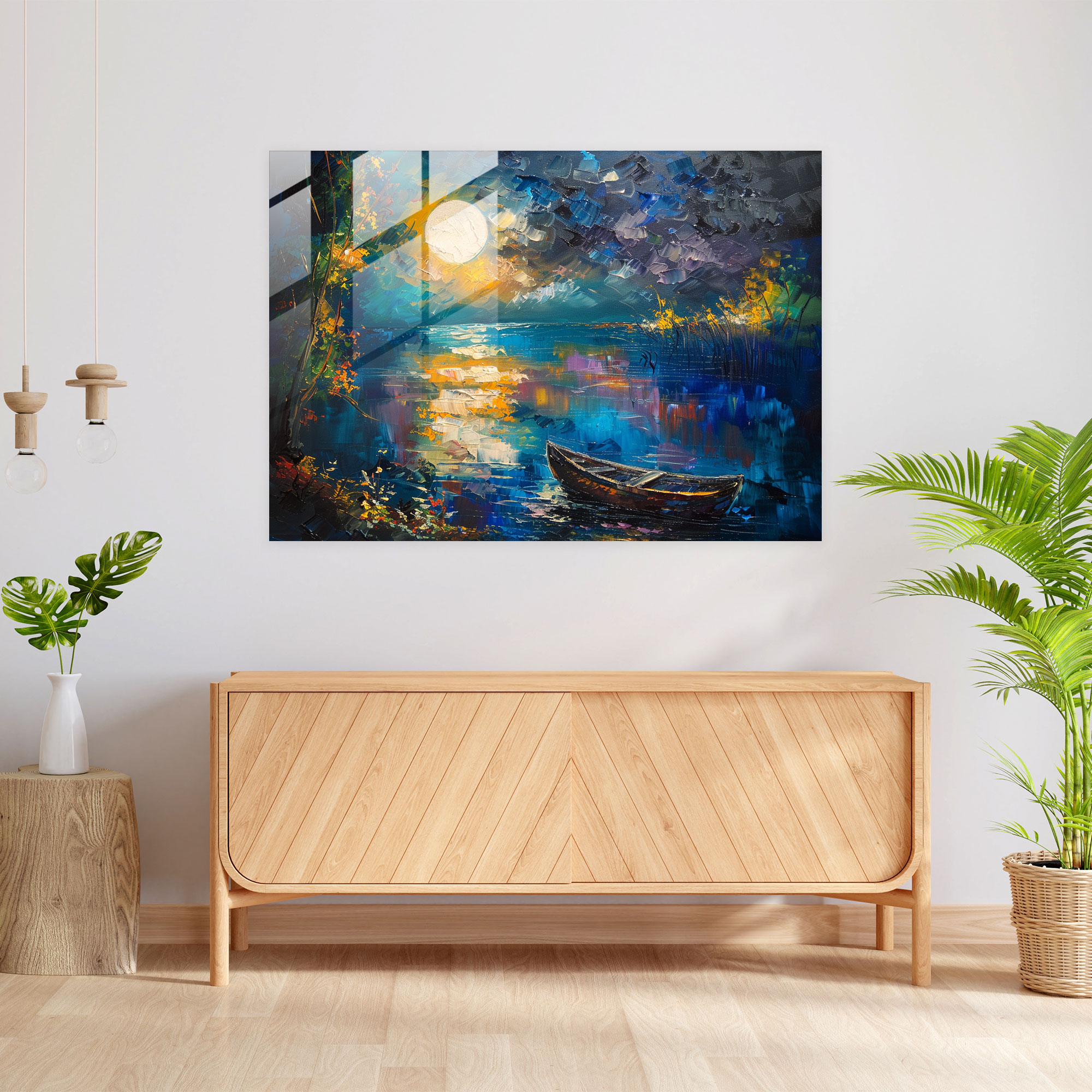 Leonid Afremov Glass Wall Art - Moonlit Night Glass Print - Leonid Afremov, Glass Wall Art, Leonid Afremov, Glass Art