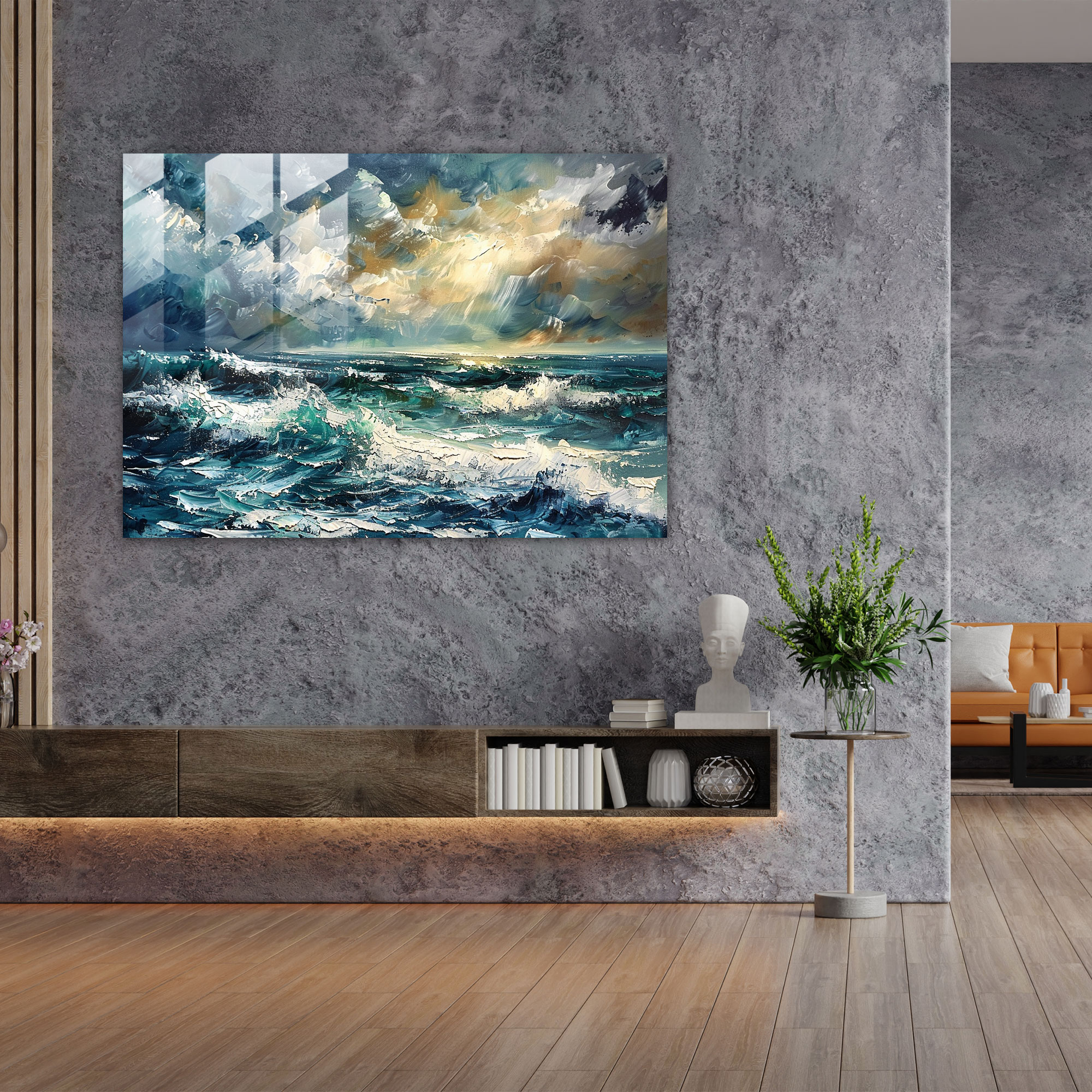 Leonid Afremov Glass Wall Art - Stormy Seascape Glass Print - Leonid Afremov, Leonid Afremov, Wall Decoration, Home Decoration
