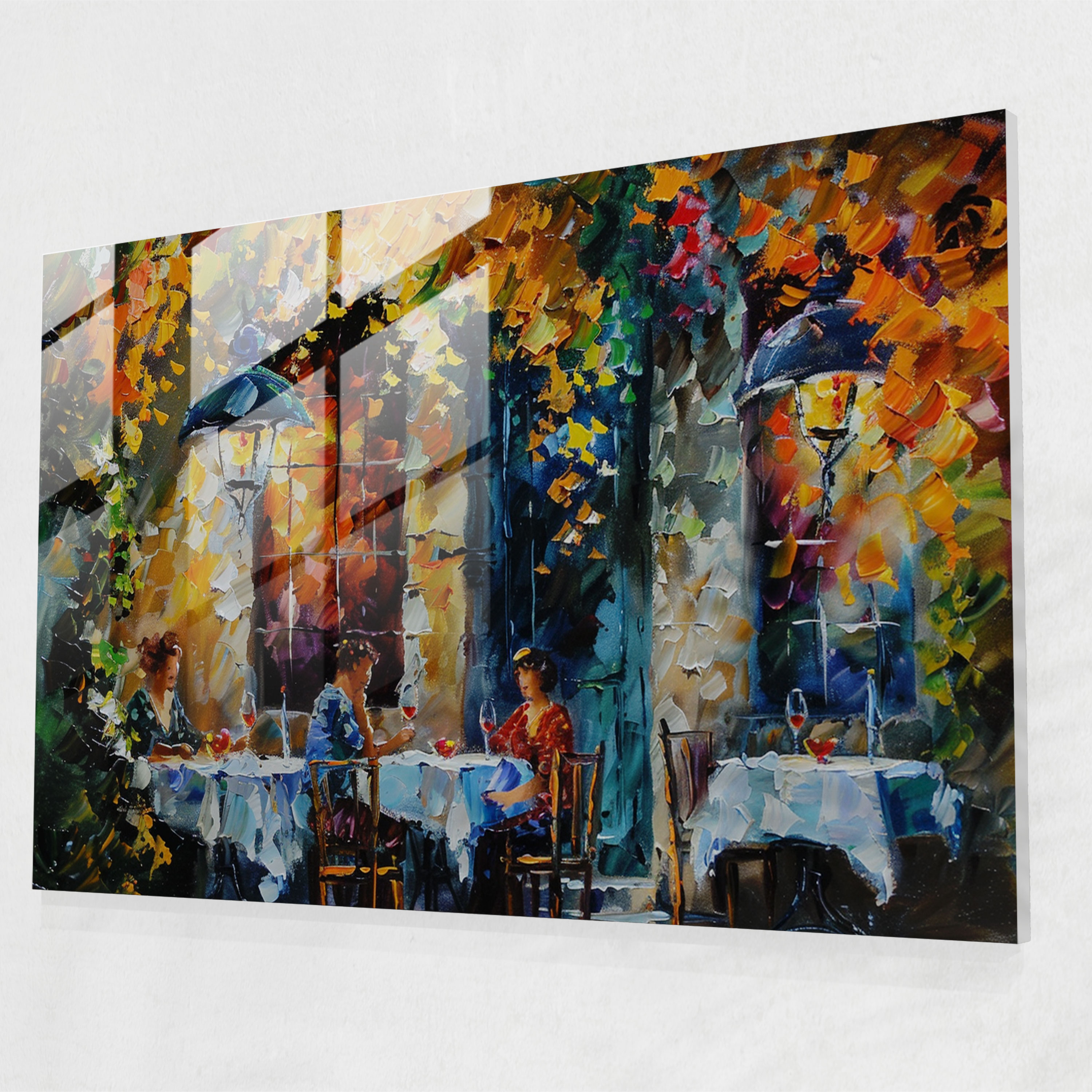 Leonid Afremov Glass Wall Art - Cozy Cafe Glass Print - Leonid Afremov, Glass Print, Home Decoration, Glass Wall Art