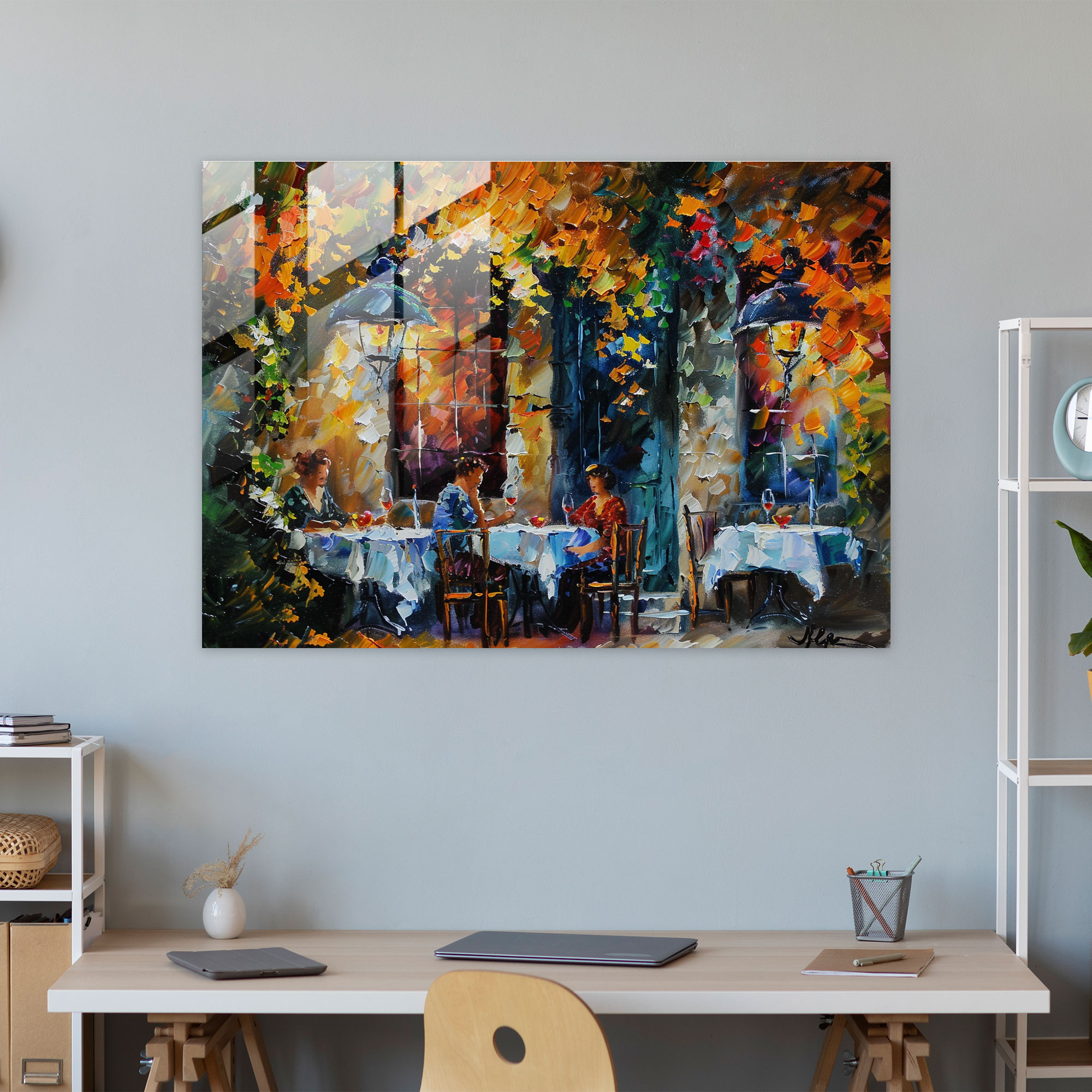 Leonid Afremov Glass Wall Art - Cozy Cafe Glass Print - Leonid Afremov, Glass Print, Home Decoration, Glass Wall Art
