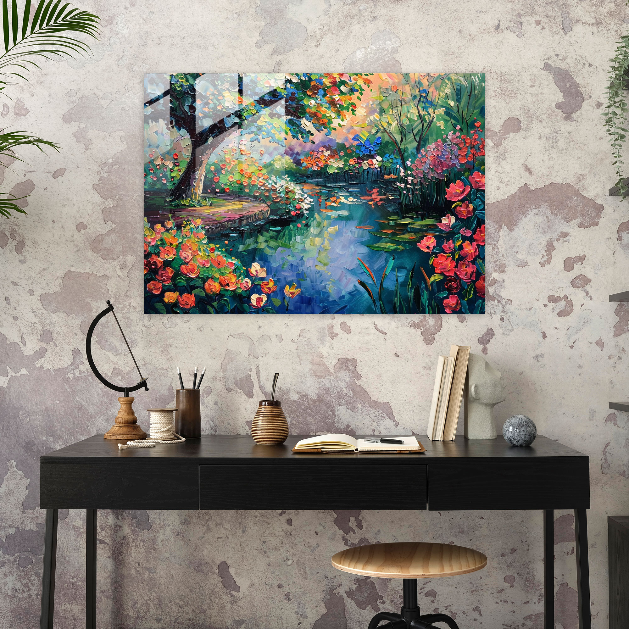 Leonid Afremov Glass Wall Art - Whimsical Garden Glass Print - Leonid Afremov, Wall Decoration, Glass Art, Glass Print